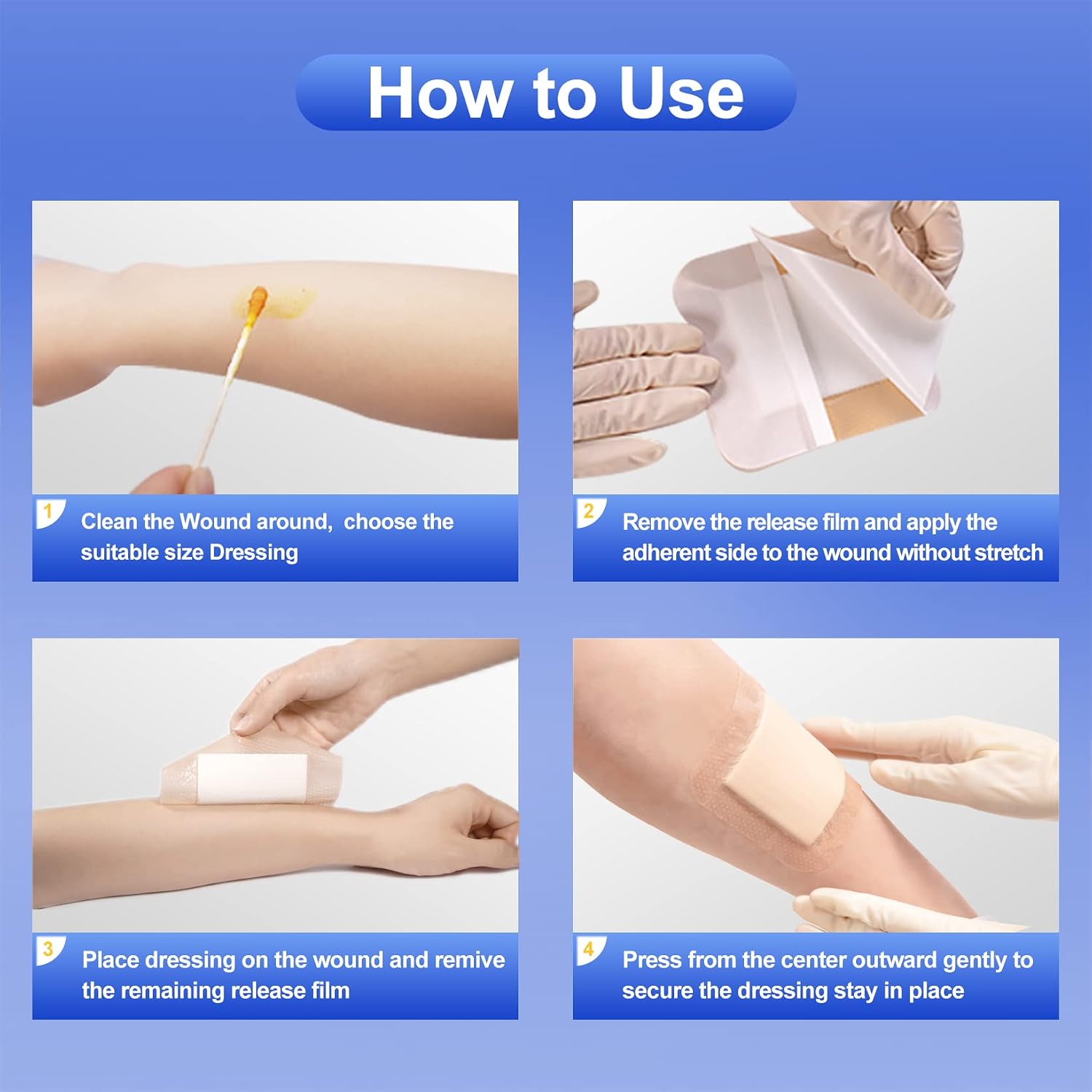 Niceful Silicone Foam Dressing 5“x5 10 Pcs, Gentle for Sensitive Skin | Bordered Silicone Foam, 5-Layer Absorbent Core, Waterproof, Painless Removal, Bed Sores & Diabetic Ulcers, 3"X3" Pad - Image 6