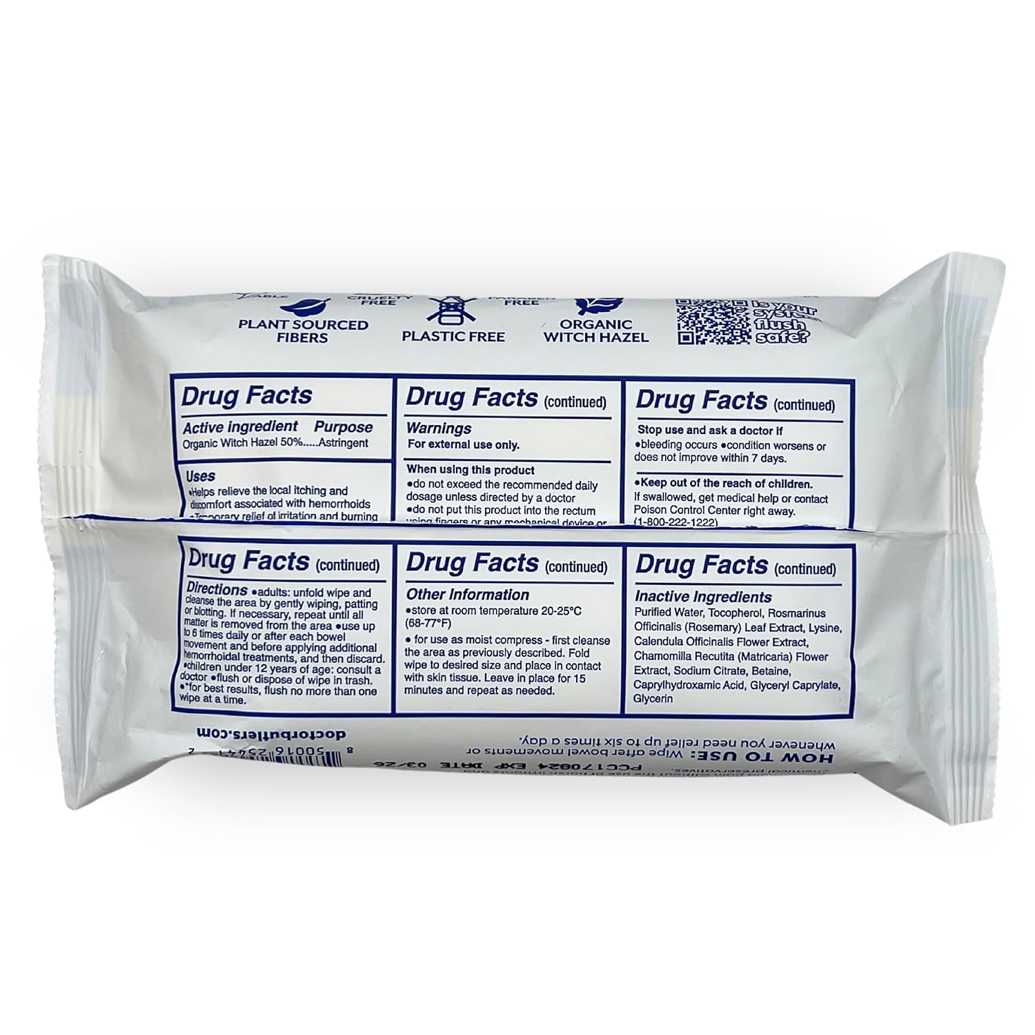 Doctor Butler's Flushable Hemorrhoid Wipes - Flushable Wipes or Moist Compress with Organic Witch Hazel to Soothe and Bring Relief From Discomfort Associated with Hemorrhoids (48 Count) - Image 7
