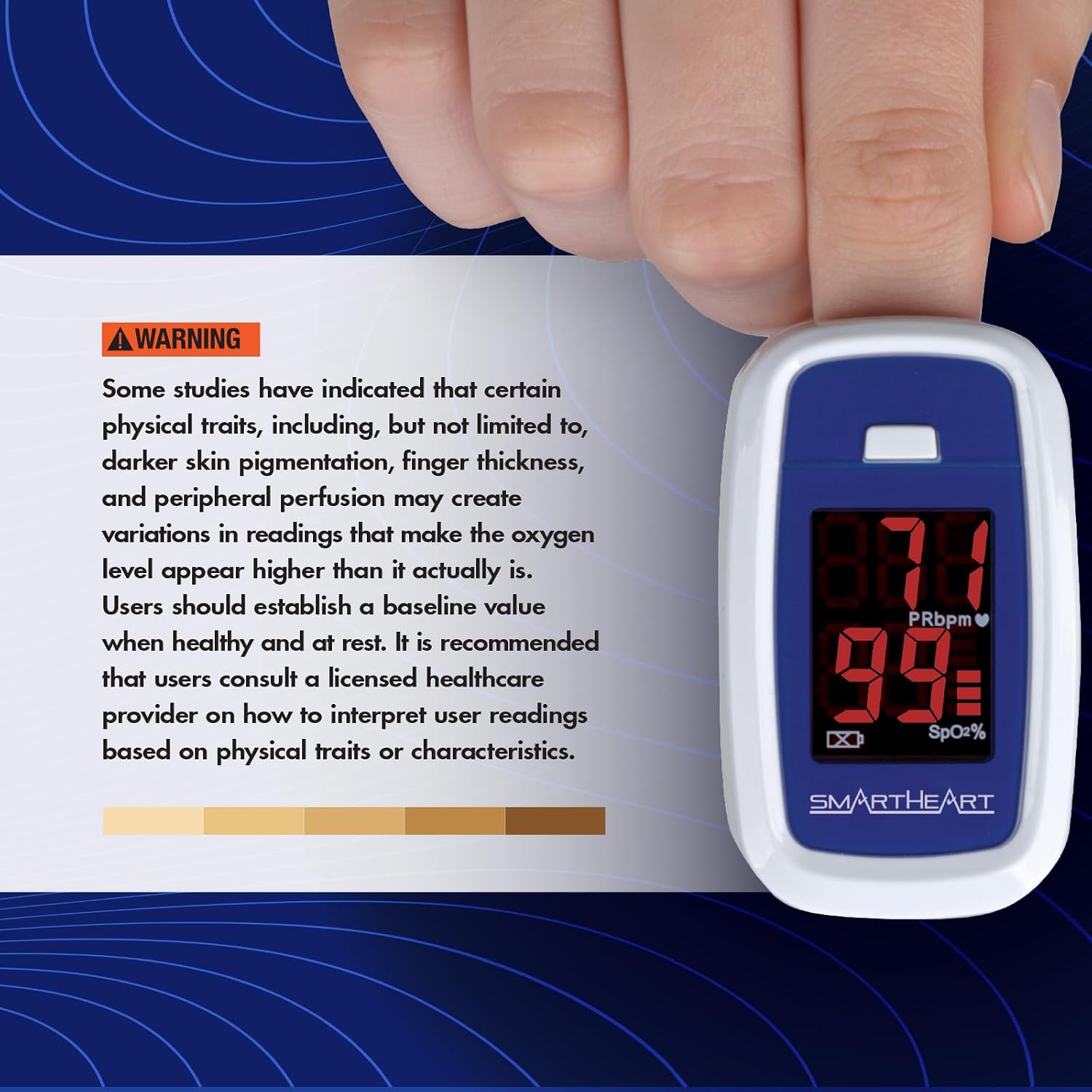 SmartHeart Fingertip Pulse Oximeter | Pulse Rate Monitor, Blood Oxygen Saturation, LED Display, Portable for Home & Sports Use, Lanyard & Batteries Included - Image 8