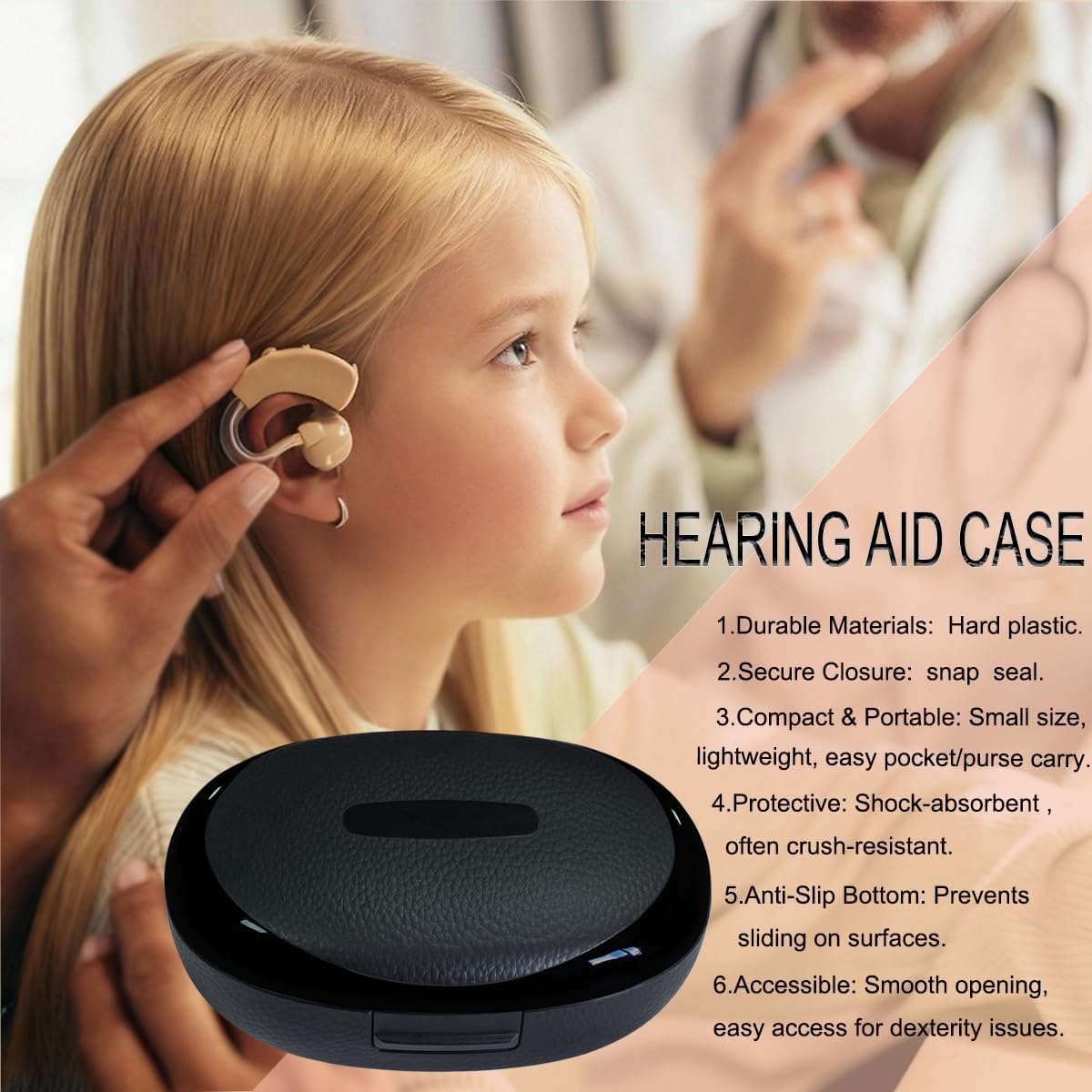 Hearing Aid Case, Portable Protective Storage Case (Blcak, style-1) | Water-Resistant Carrying Travel Case For For Most Hearing Aids - Image 4