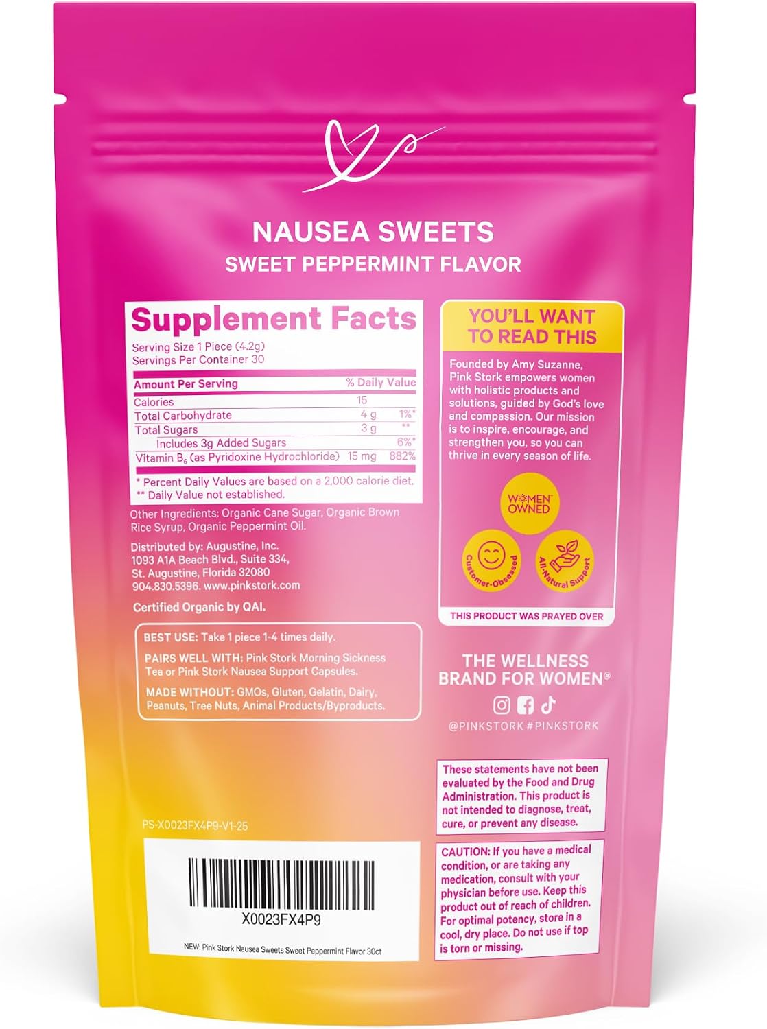 Pink Stork Organic Peppermint Sweets, Morning + Motion Sickness, B6, 30 Ct | USDA Organic Peppermint + Vitamin B6 Lozenges for Morning Sickness, Motion Sickness + Digestive Comfort, Individually Wrapped - Image 8