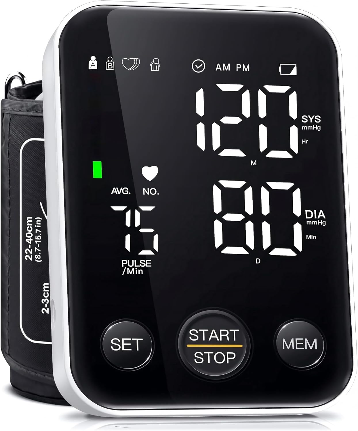 Oklar FDA Cleared Blood Pressure Monitor Upper Arm BP Machine for Home Use | Clinical Accuracy, 2x120 Memory, Large LED Display & 8.7"-15.7" Adjustable Cuff, Dual Power for Home & Travel, Black