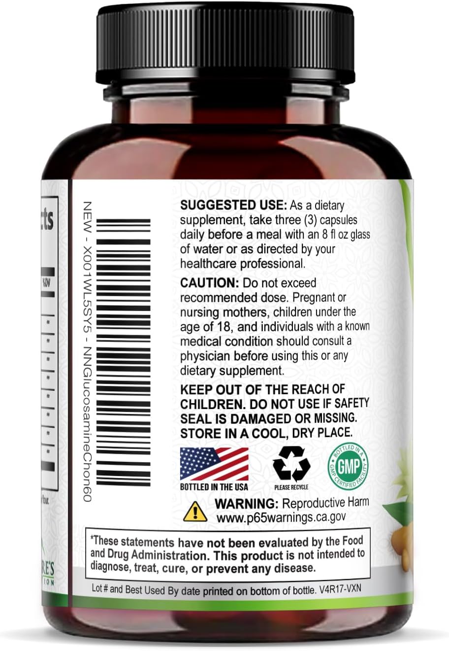 Nature's Nutrition Glucosamine Chondroitin MSM Capsules - Triple Strength Joint Health Support Supplement with Turmeric & Boswellia - Joint Flexibility Support Easy to Swallow Capsules - 60 Count - Image 8