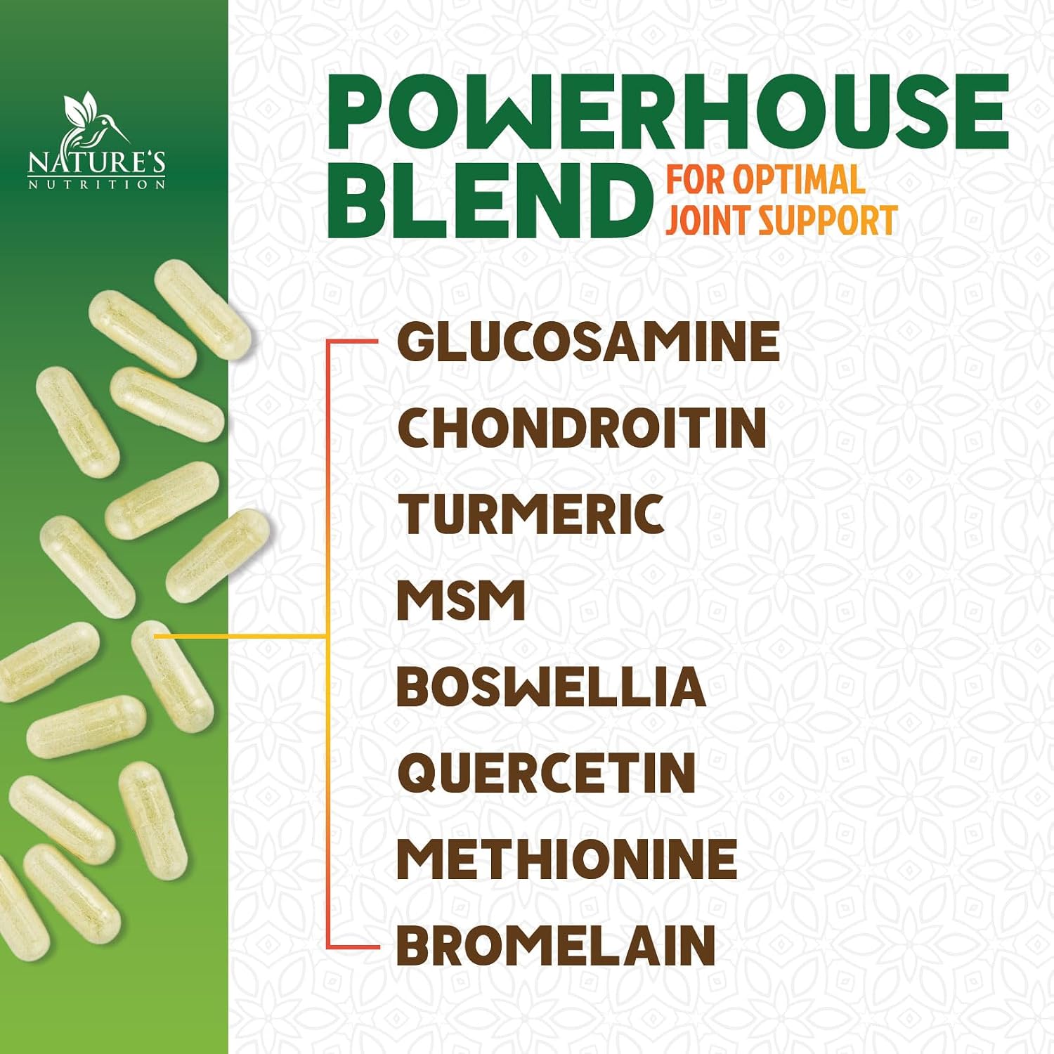 Nature's Nutrition Glucosamine Chondroitin MSM Capsules - Triple Strength Joint Health Support Supplement with Turmeric & Boswellia - Joint Flexibility Support Easy to Swallow Capsules - 60 Count - Image 5