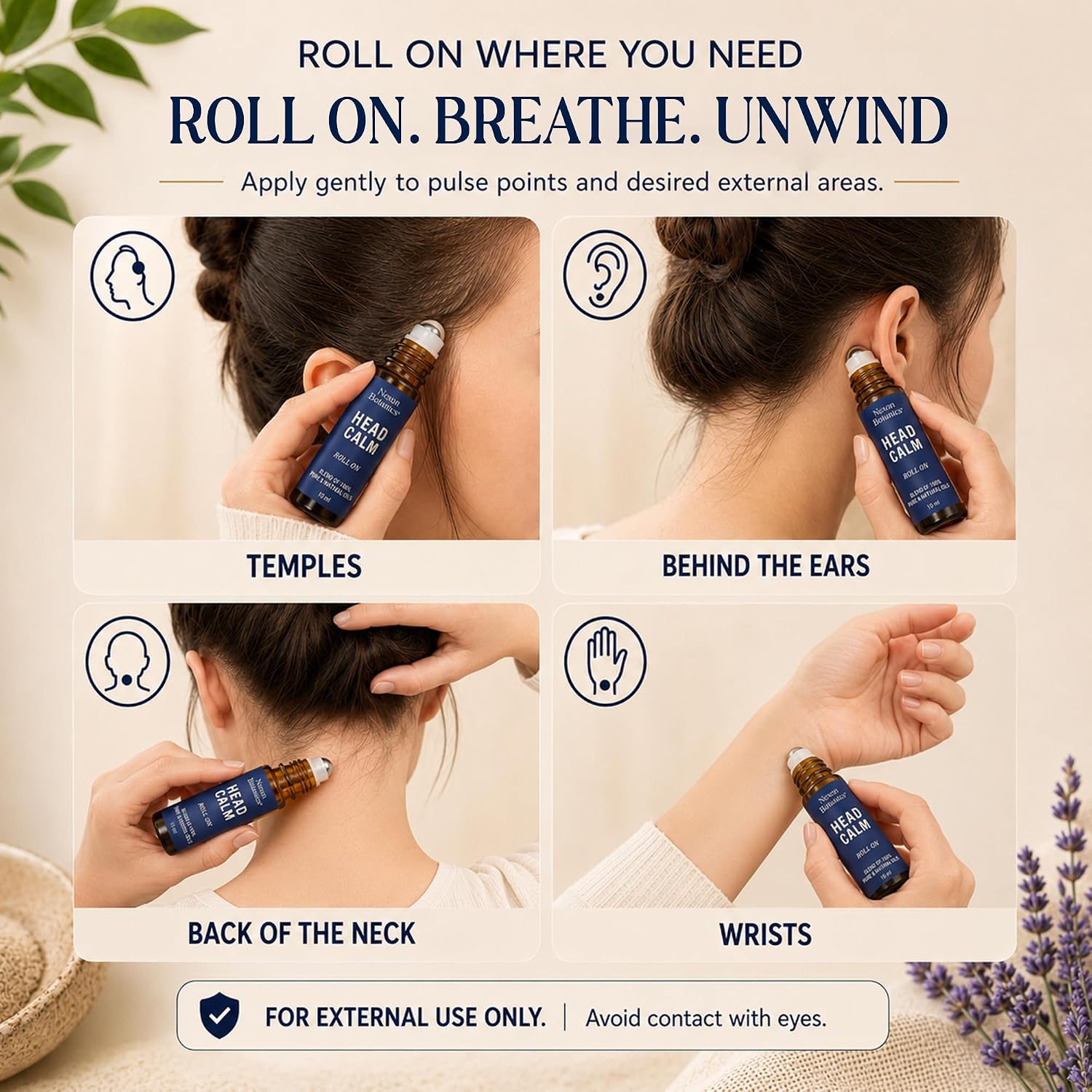 Head Calm Essential Oil Roll-On 10 ml for Migraine & Headache Relief | Soothing Essential Oil Roller Ball Blended with Pure & Natural Essential Oils - Nexon Botanics - Image 4