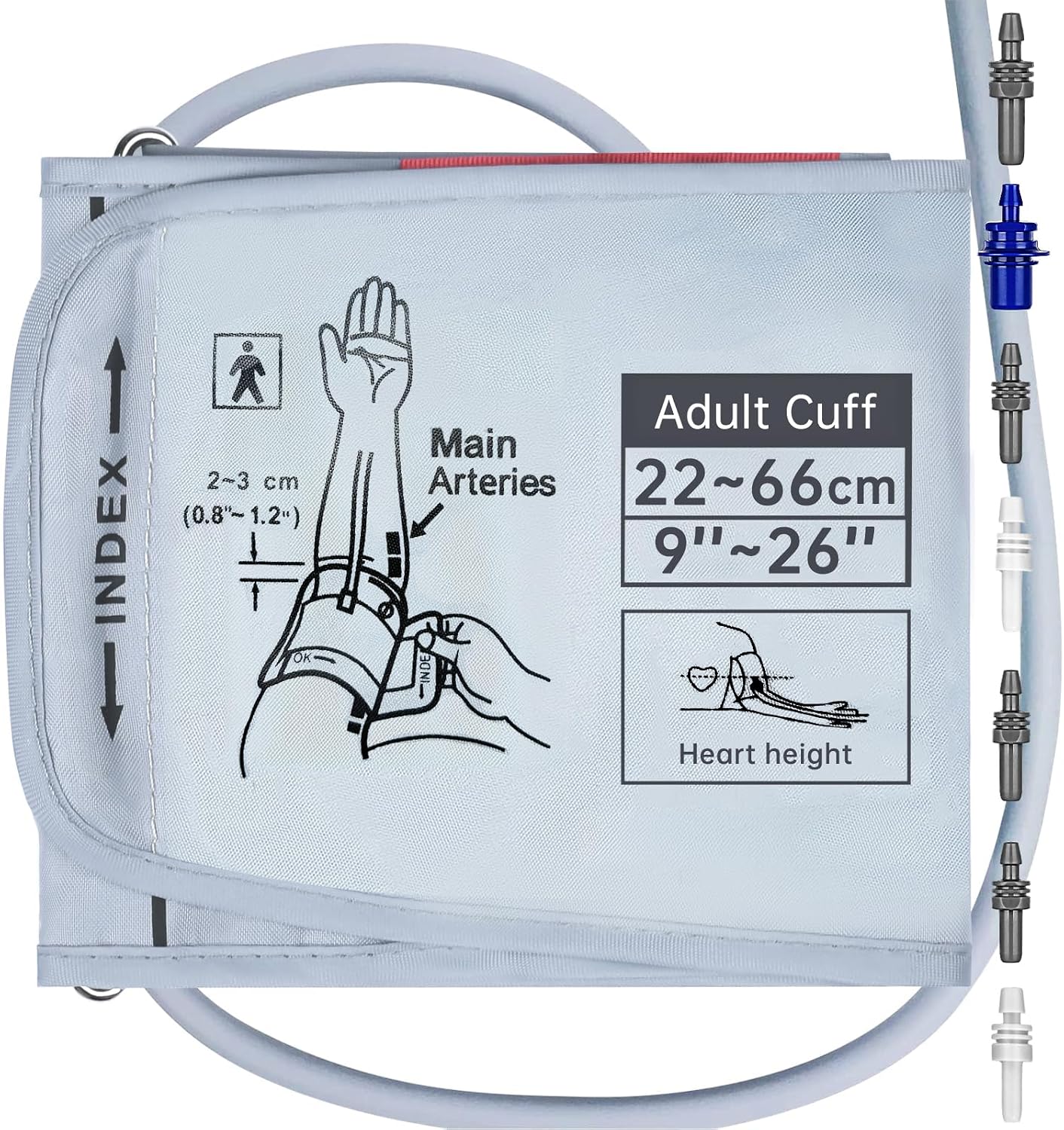 Alcarefam XXXL Blood Pressure Cuff, 9”-26” (22-66CM) Extra Large Cuff Compatible with Omron BP Monitor, Replacement XXX-Large Cuff for Adult Big ARM, with 7 Connectors
