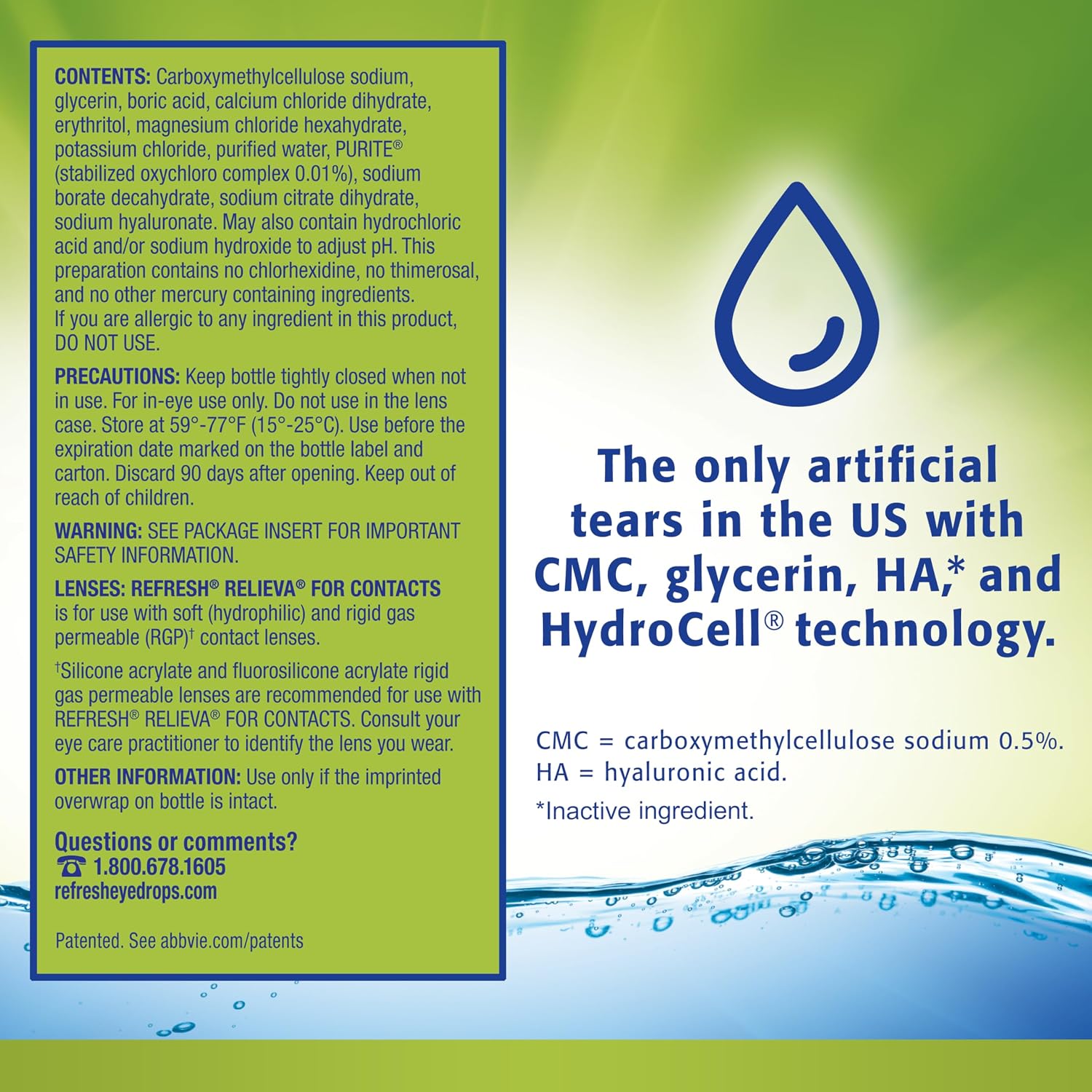 REFRESH RELIEVA FOR CONTACTS Lubricant Eye Drops Artificial Tears Contact Lens Rewetter, 0.27 fl oz (8 mL) - Image 8