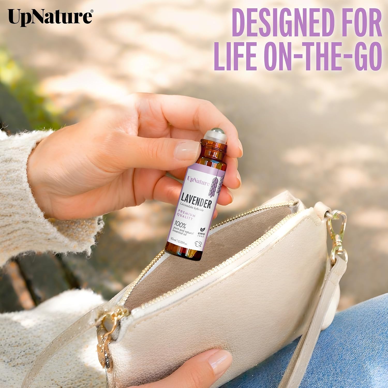 UpNature Lavender Essential Oil Roll On - 100% Natural, for Sleep & Skin | Calming lavender roll-on. Dab on wrists, neck or temples for a relaxing bedtime ritual - perfect for your purse or travel - Image 5