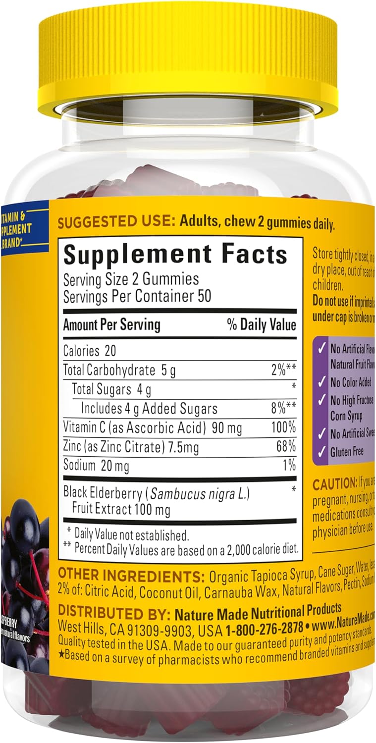 Nature Made Elderberry Gummies with Vitamin C & Zinc, 100 Gummies - Image 8