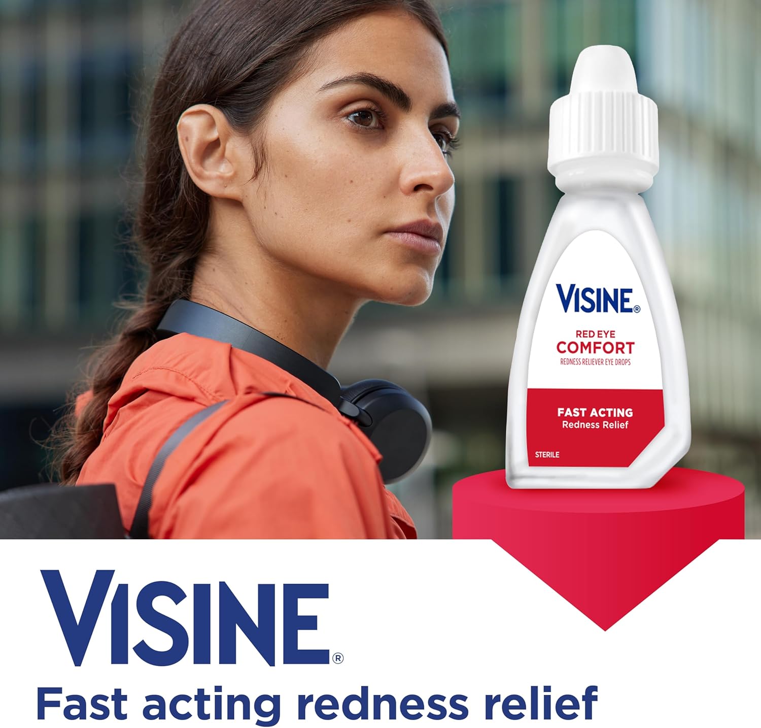 Visine Red Eye Comfort Redness Relief Eye Drops, 0.5 fl. oz | Works Fast, Immediate & Essential Relief, Refreshing Feel, For Minor Irritations & Computer Use - Image 2