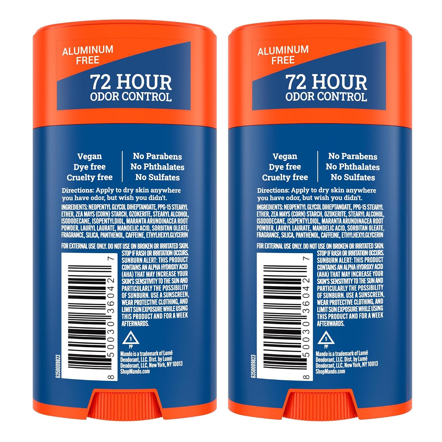 Mando Whole Body Deodorant For Men - Solid Stick - 2.6 oz, 2 pk - Pro Sport | 72 Hour Odor Control with Mandelic Acid. Use on underarms, chest, feet & below the best. Aluminum Free & Baking Soda Free - Image 9