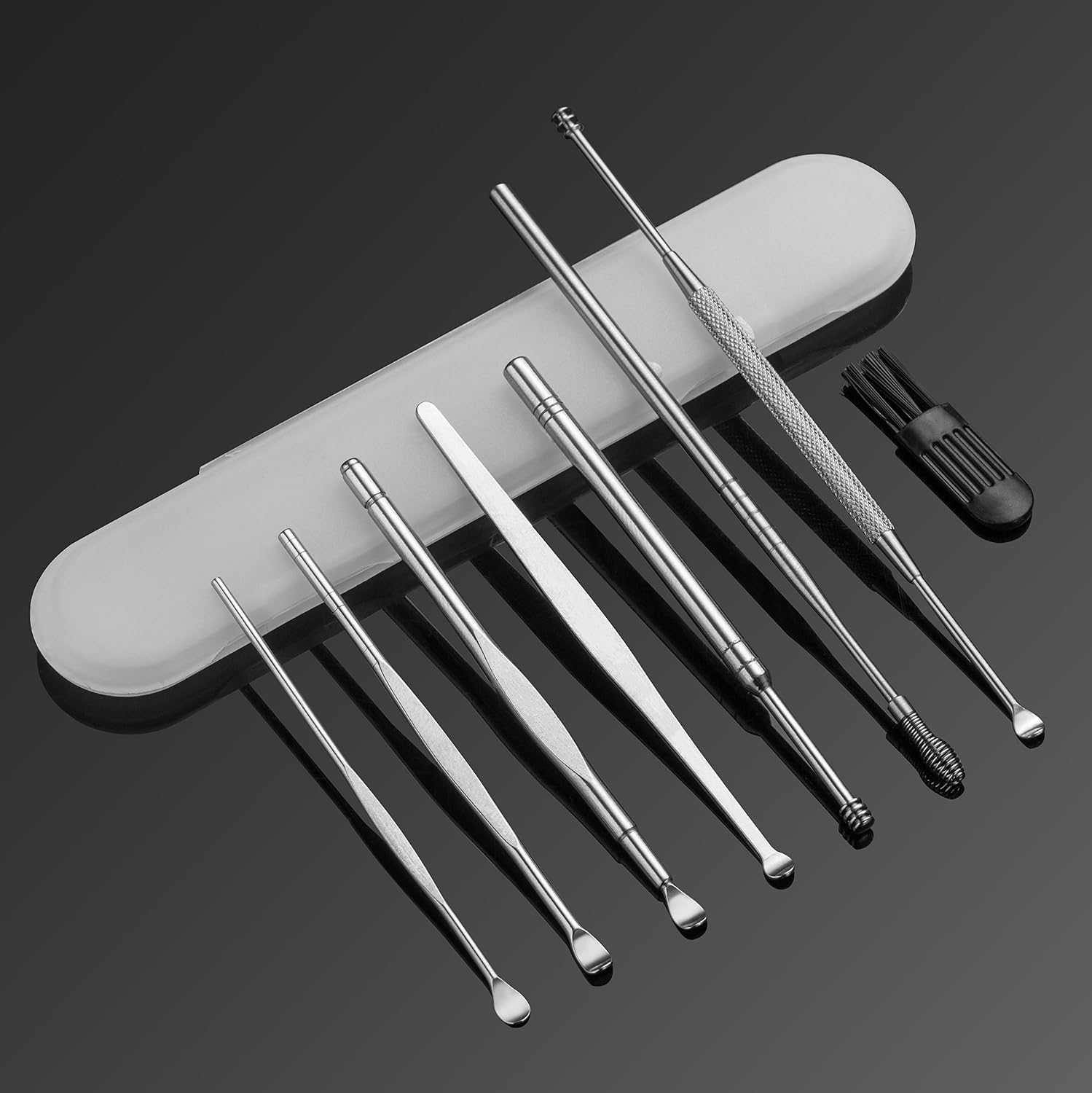 8 Pcs Ear Pick Earwax Removal Kit, Geengle Ear Cleansing Tool Set, Ear Curette Ear Wax Remover Tool with a Cleaning Brush and Storage Box - Image 7