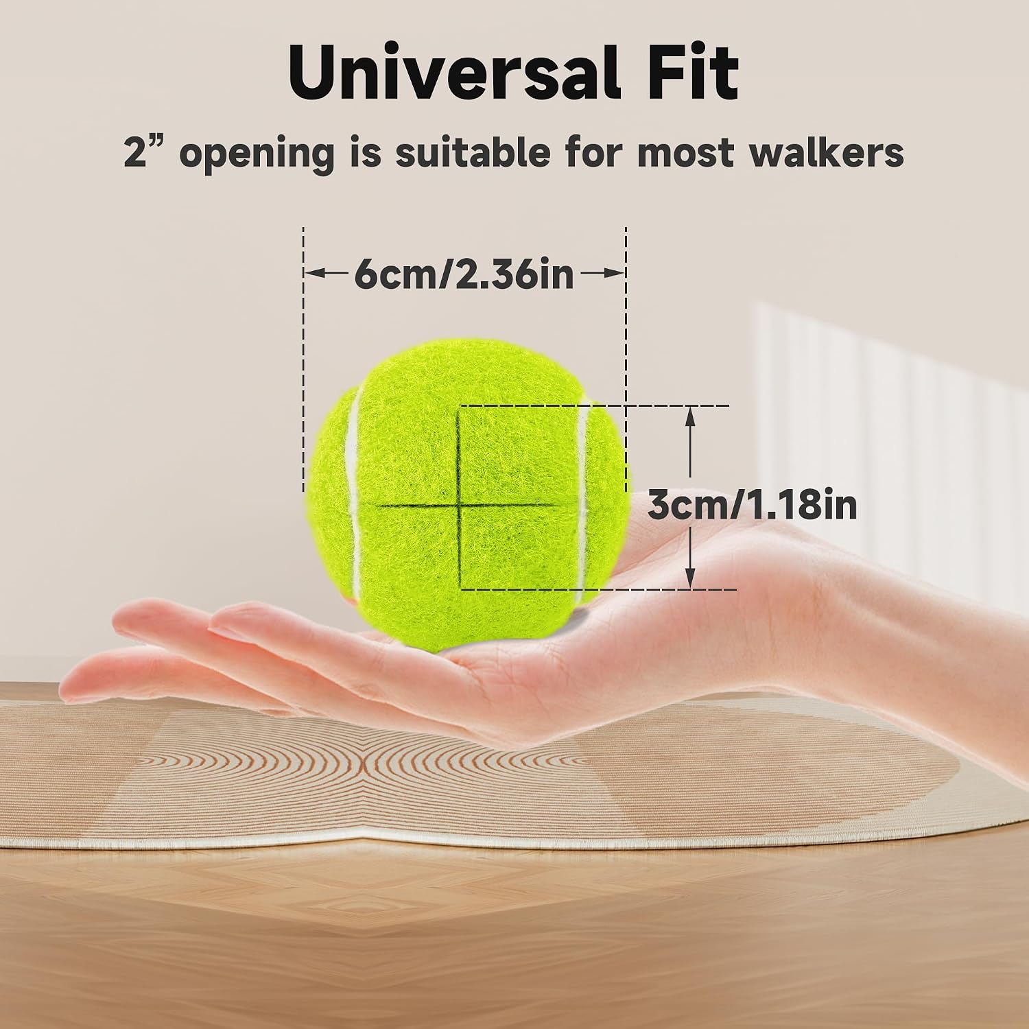 Pre-Cut Tennis Balls for Walkers, 4 Pack Walker Glide Ball Accessories | Heavy Duty Long Lasting Walker Accessories,Silent Gliding,Floor Protection,Easy to Install,Fits Furniture & Walker Legs - Image 5