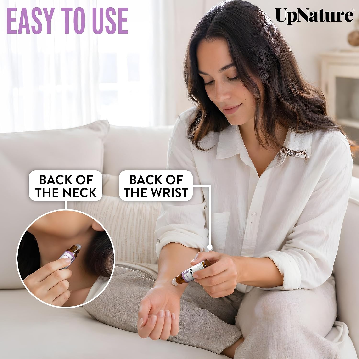 UpNature Lavender Essential Oil Roll On - 100% Natural, for Sleep & Skin | Calming lavender roll-on. Dab on wrists, neck or temples for a relaxing bedtime ritual - perfect for your purse or travel - Image 4