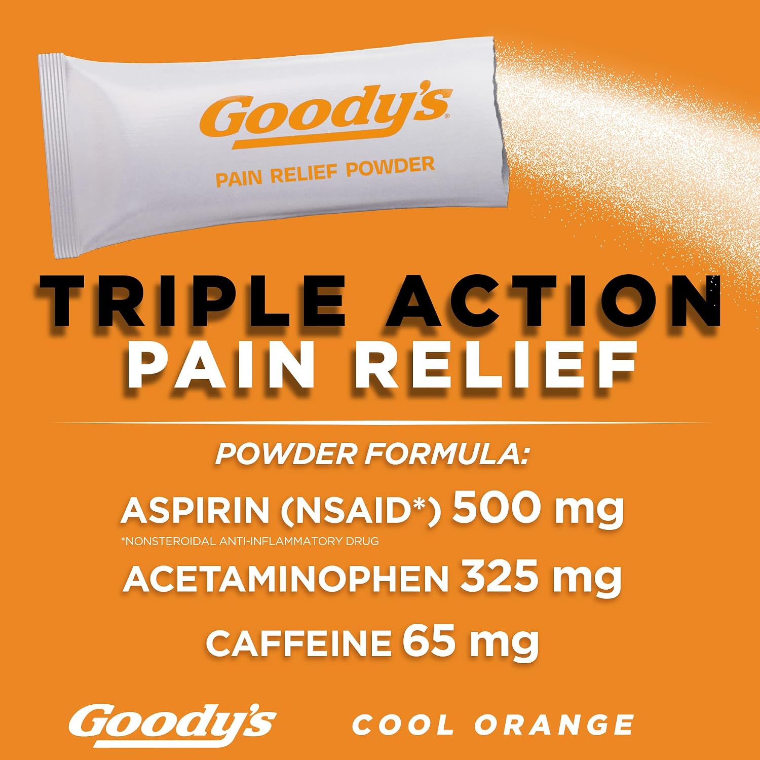 Goody's Triple Action Pain Relief, Cool Orange Powder, 24 Count, Pack of 2 | Goodys Headache Powder, With Acetaminophen, Aspirin & Caffeine, Fast & Effective Headache Relief for Adults, Dissolve Packs - Image 2