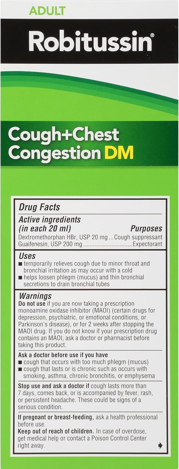 Robitussin DM Cough and Chest Congestion, Raspberry, 8 fl oz | Adult Cough Suppressant and Expectorant, Cough Plus Chest Congestion, Thins and Loosens Mucus, Fast and Effective Relief - Image 9