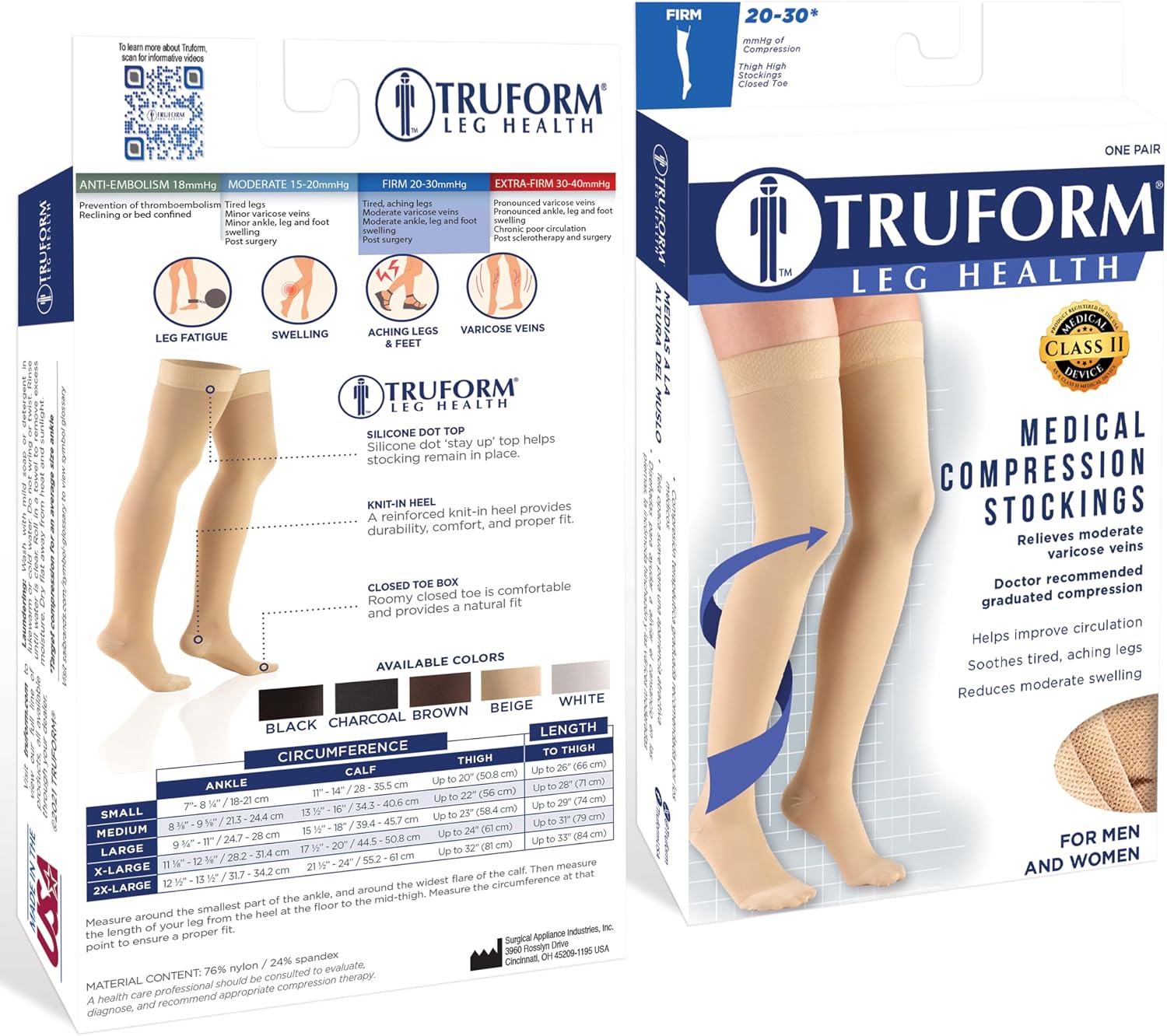 Truform 20-30 mmHg Compression Stockings for Men and Women, Knee High Length, Closed Toe - Image 3