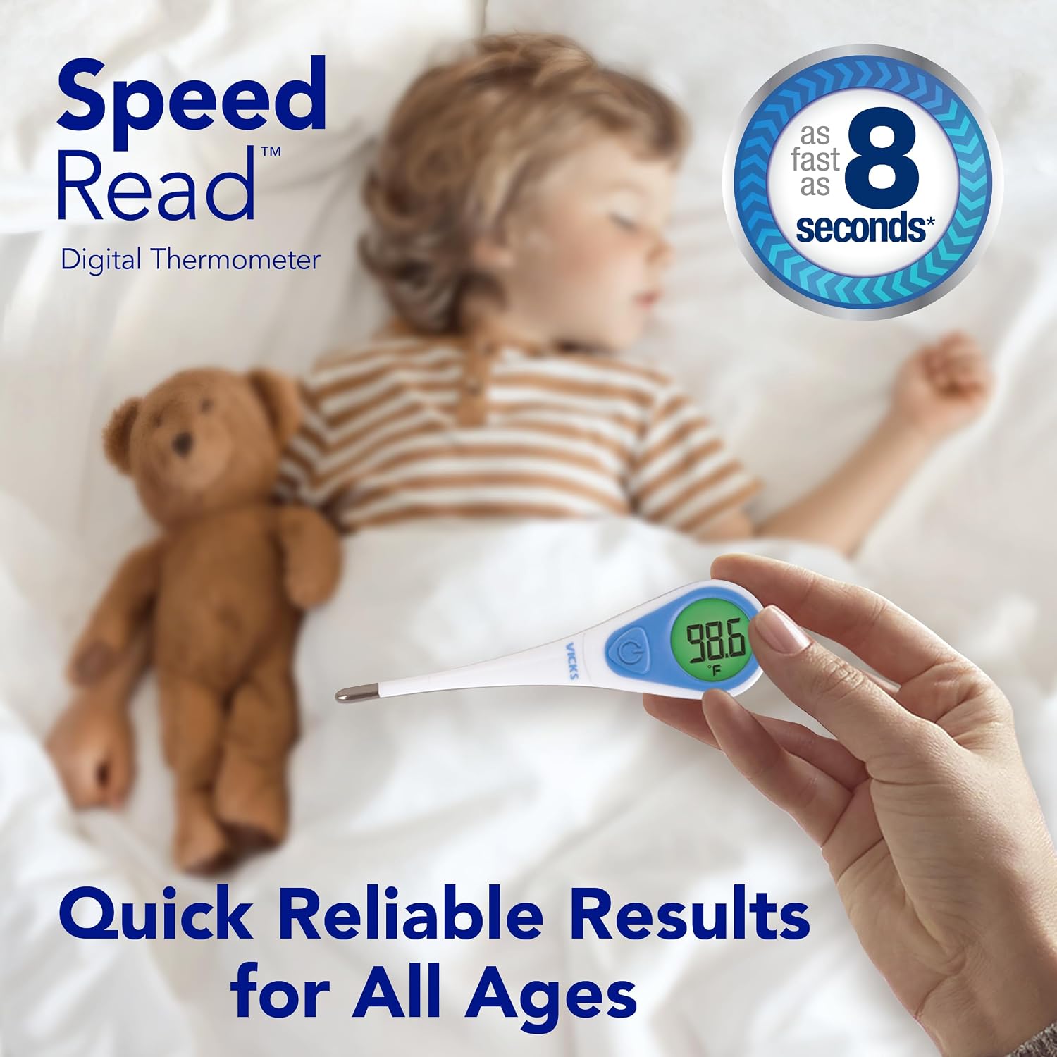 Vicks SpeedRead Digital Thermometer for Baby, Kids & Adults | Color-Coded Readings in 8 seconds, Oral, Baby Rectal Thermometer or Under The Arm, Water Resistant - Image 4