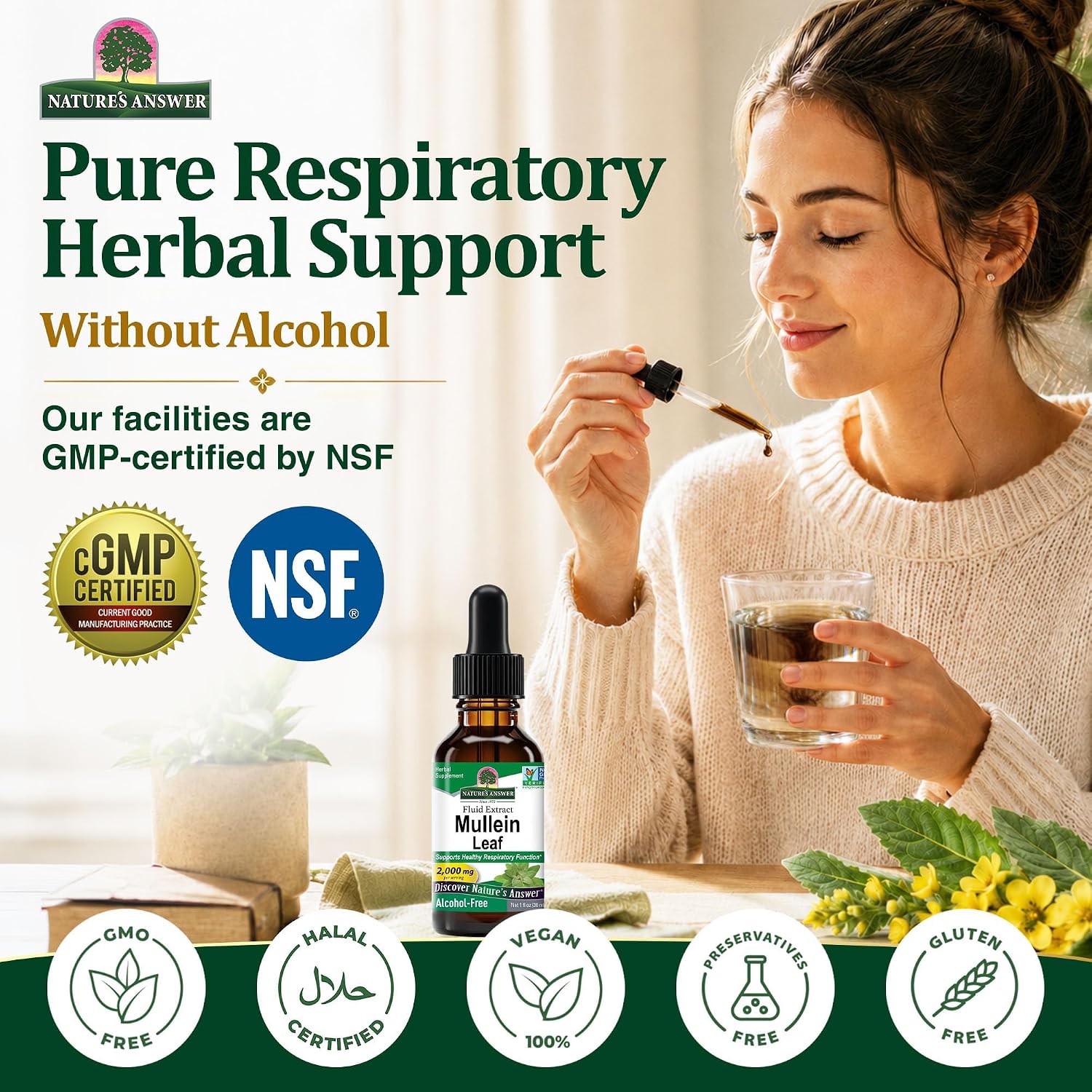 Nature's Answer Mullein Leaf | Herbal Supplement | Supports Healthy Respiratory Function & Healthy Mucous Membranes | Non-GMO & Kosher | Gluten-Free & Alcohol-Free 1oz - Image 4