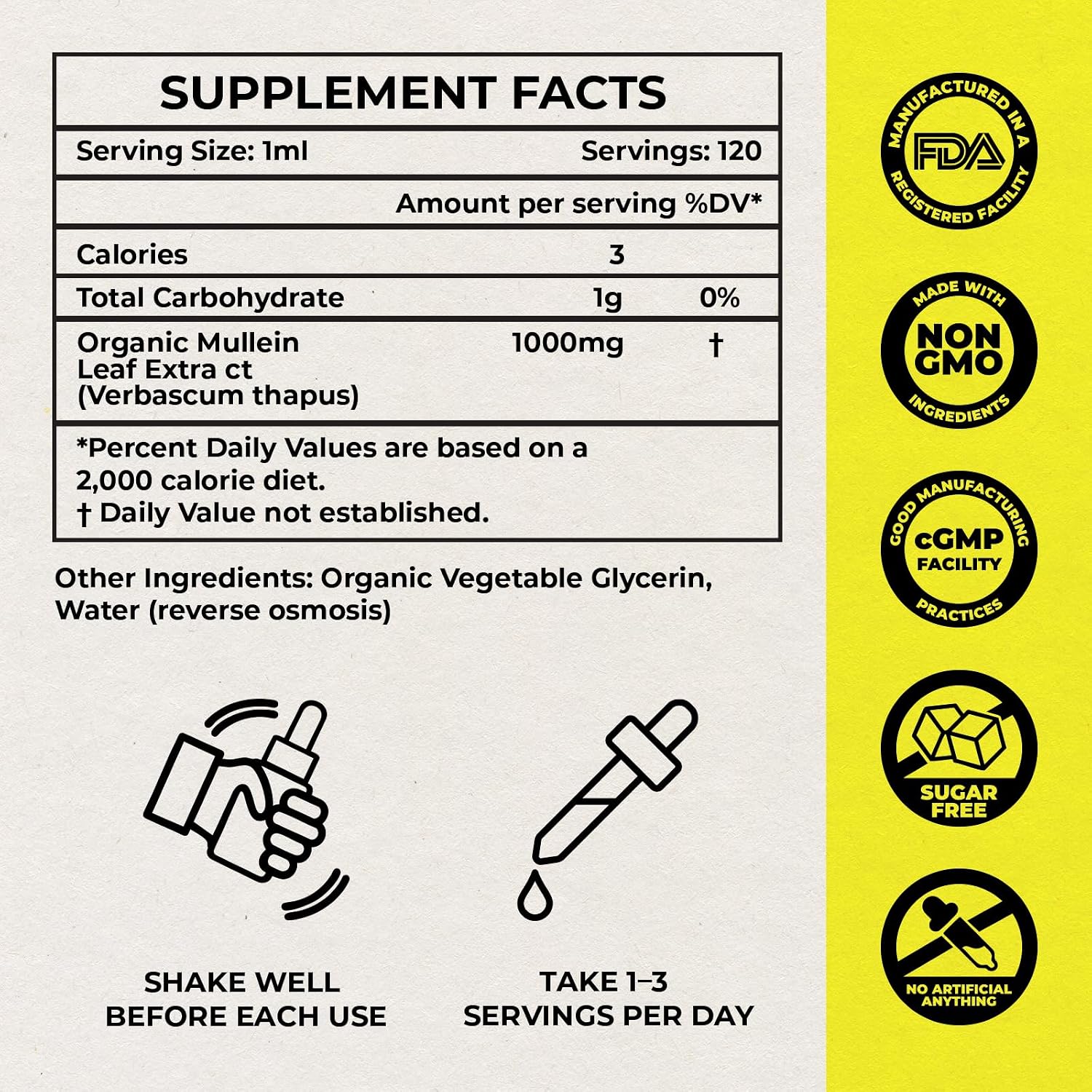 Mullein Drops for Lungs – USDA Organic Mullein Leaf Extract for Lungs & Bronchial Cleanse - Mucus Relief & Lung Detox - for Smokers & Allergy Sufferers - Made in USA - 4oz Tincture - Image 3