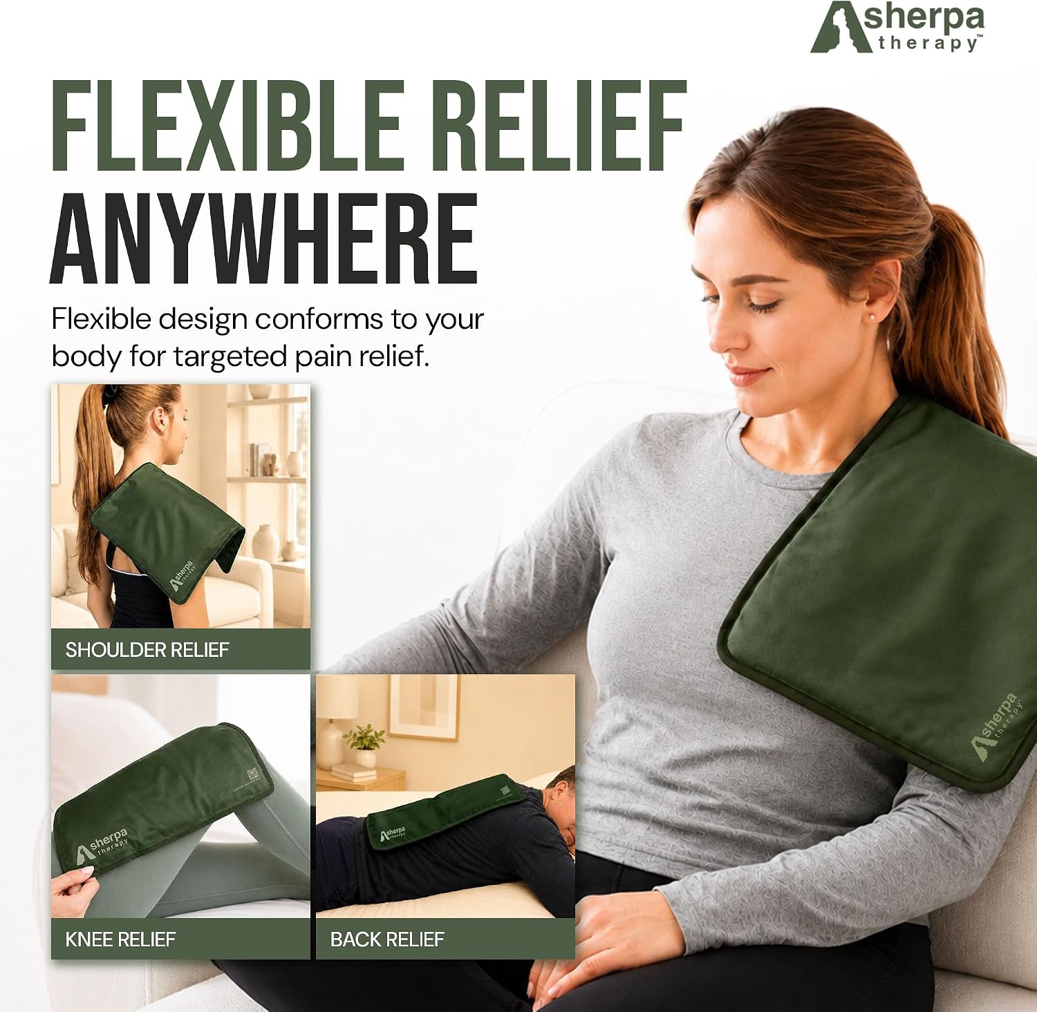 Flexible Hot and Cold Gel Pack, Large 11.5" x 14.5" | Reusable soft gel ice pack for injuries, recovery, dual-sided plush, medical grade for back, shoulder & muscle relief, green - Image 6