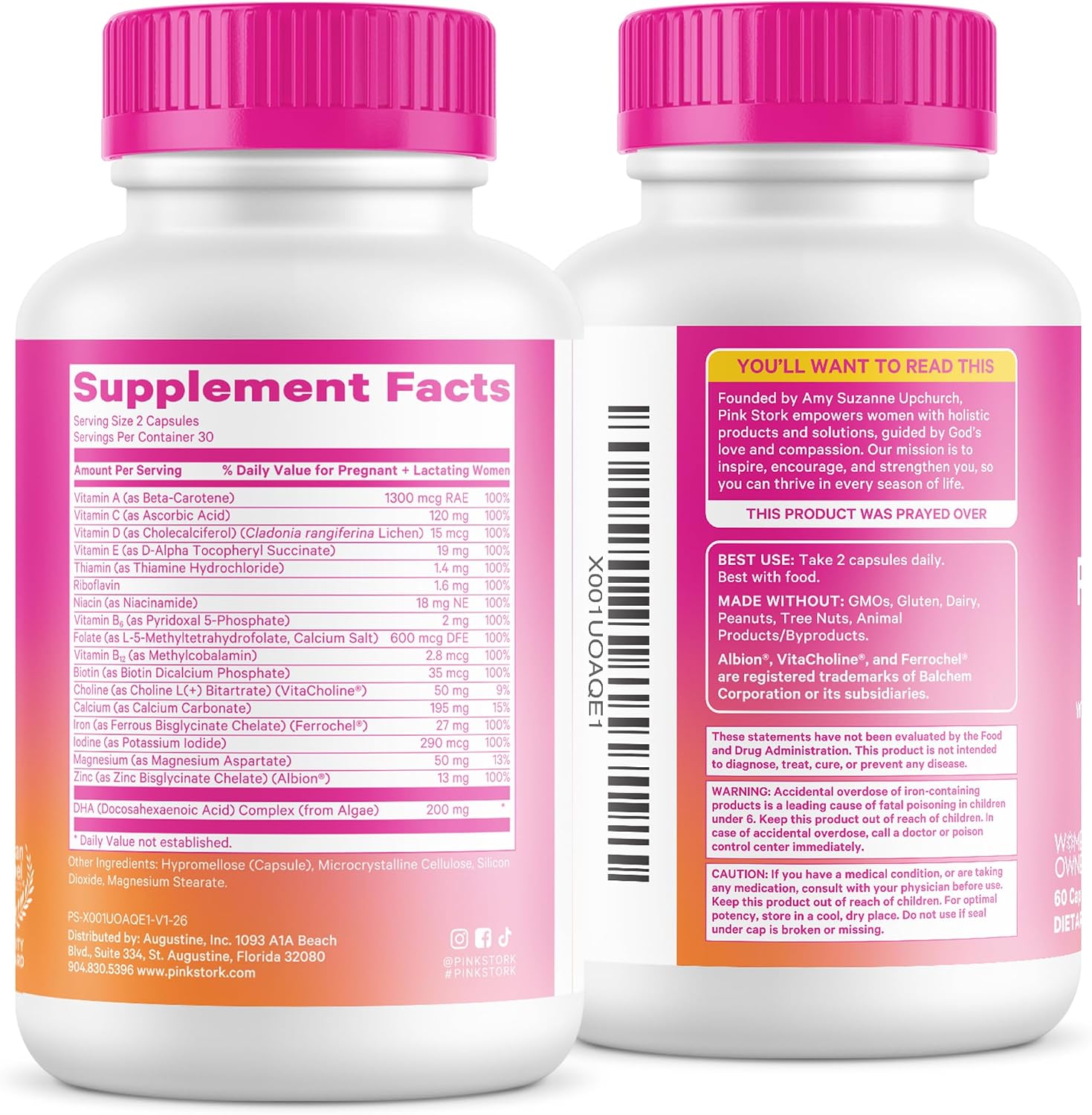 Pink Stork Total Prenatal + DHA, Vegan, No Fishy Burps, 60 Count, Berry | Methylfolate, Vegan DHA, Non-Constipating Iron, Choline, Vitamin B12 | Clean Label Purity Award, Made in USA - Image 9