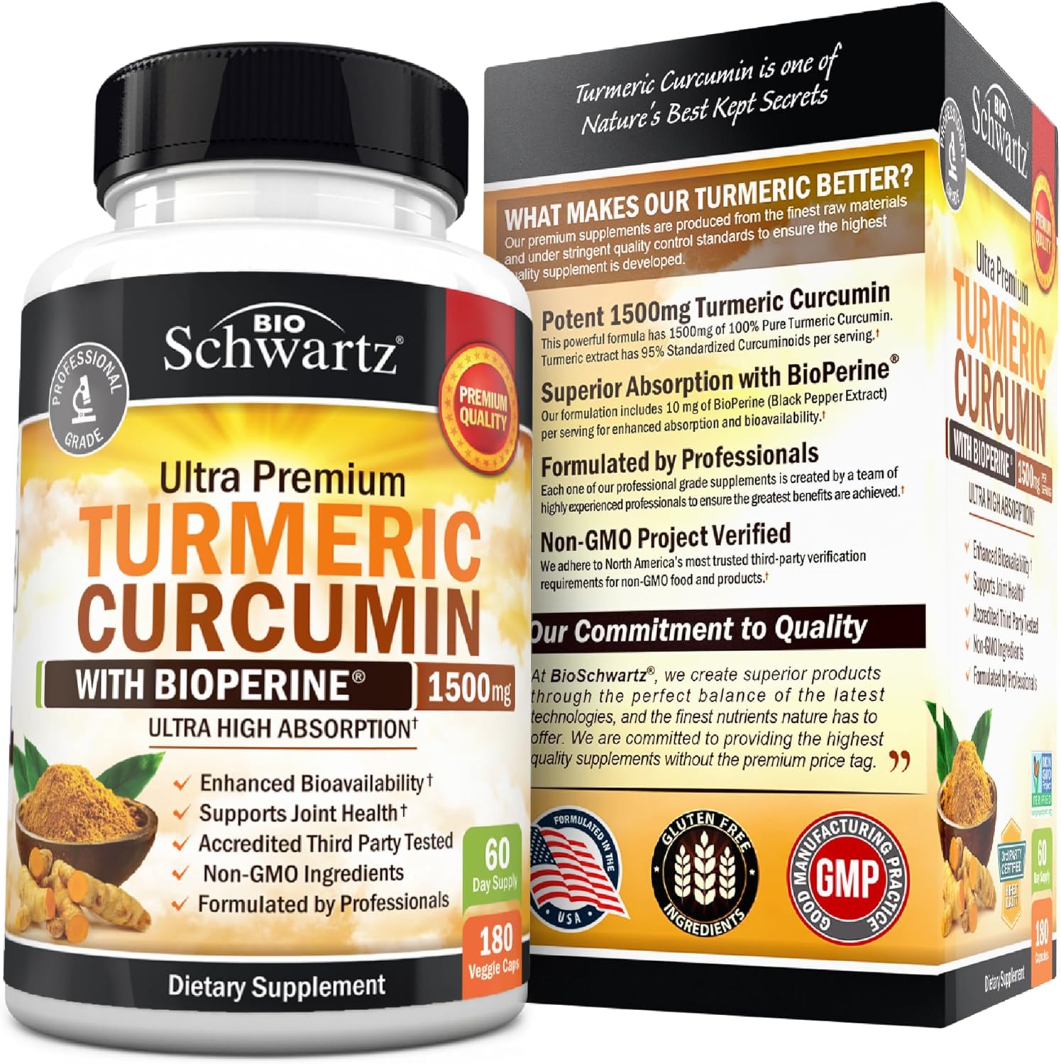 Turmeric Curcumin with Black Pepper Extract 1500mg - 180 Capsules - Image 5