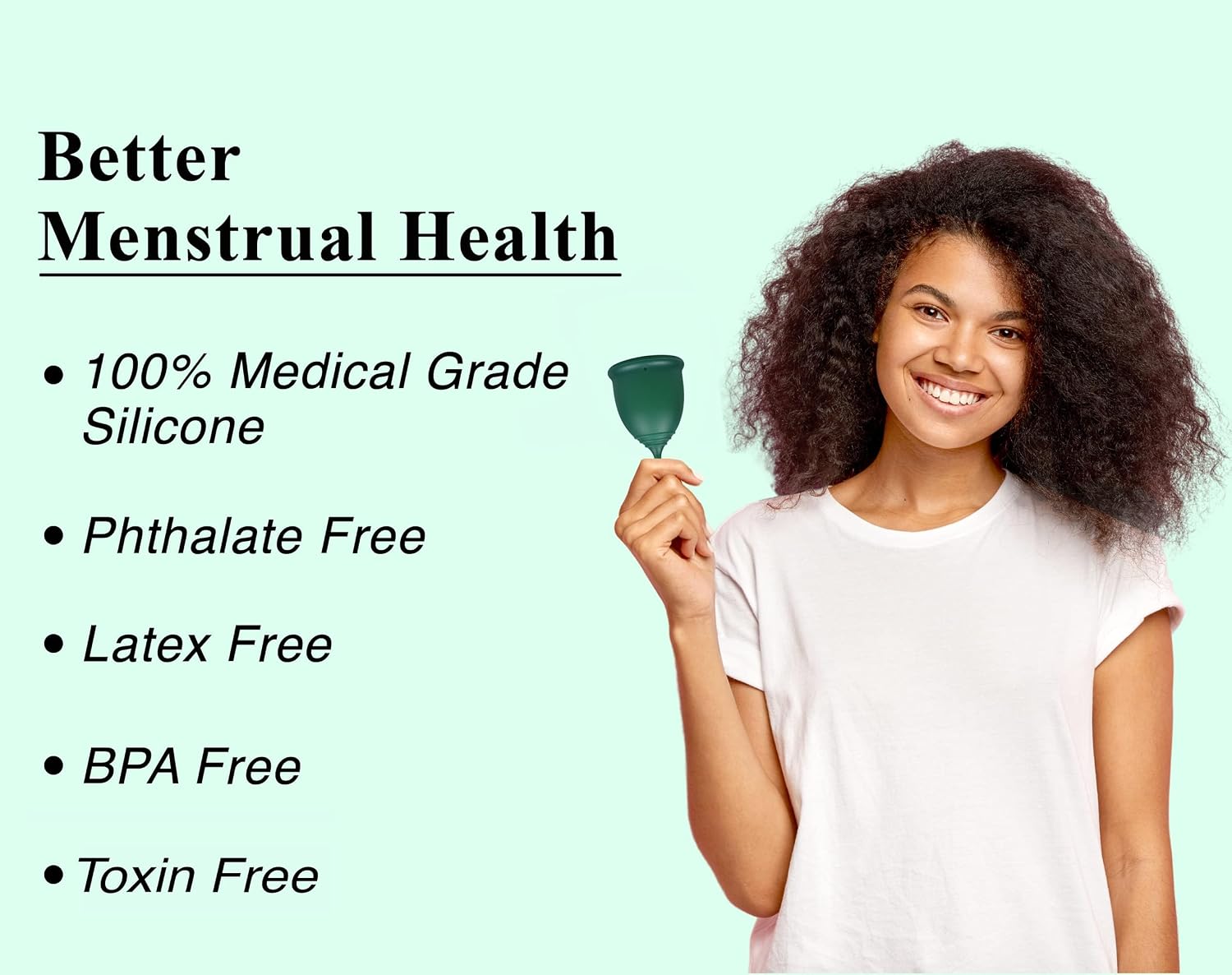 Reusable Menstrual Cups (Large) Set of 2 with Mini Box, Medical Grade Silicone, Coupe Menstruelle, Safe Period Cup, Heavy Flow Kit, Feminine Hygiene, Tampons, Pads & Disc Alternative (Green) - Image 2