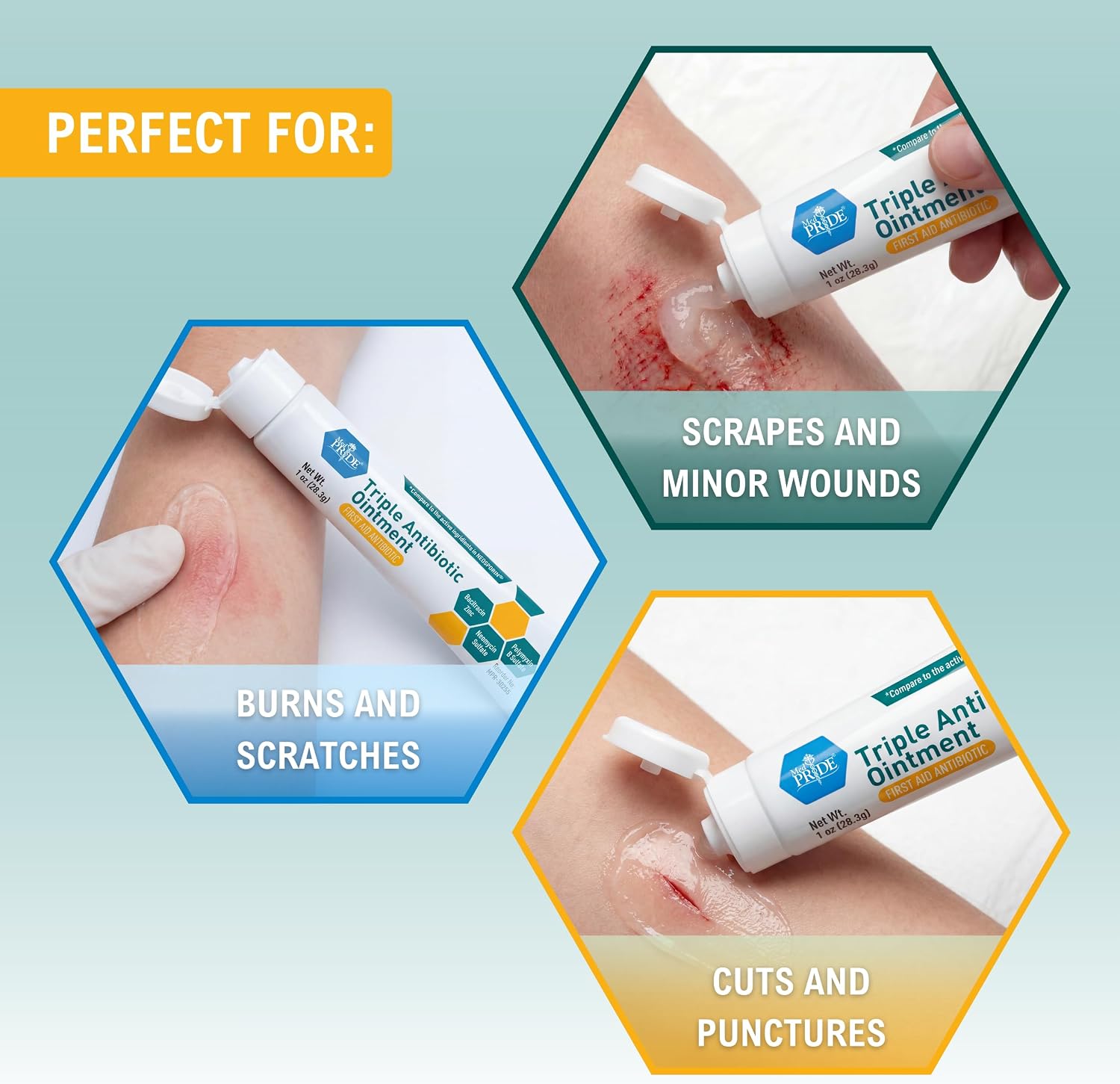 MED Pride Triple Antibiotic Ointment, First Aid Cream, 1 oz Tubes, 4-Pack - Image 6
