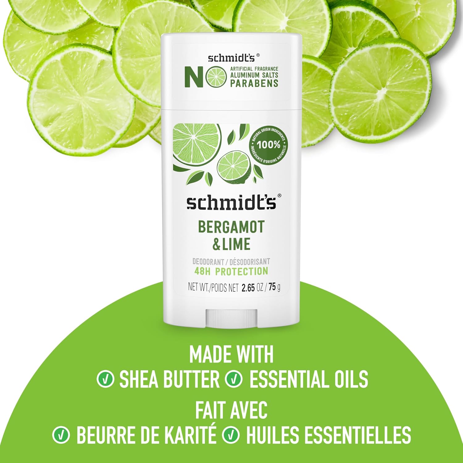 Schmidt's Aluminum-Free Vegan Deodorant Bergamot & Lime for Women and Men, with 24 Hour Odor Protection, Natural Ingredients, Cruelty-Free, 2.65 oz - Image 6