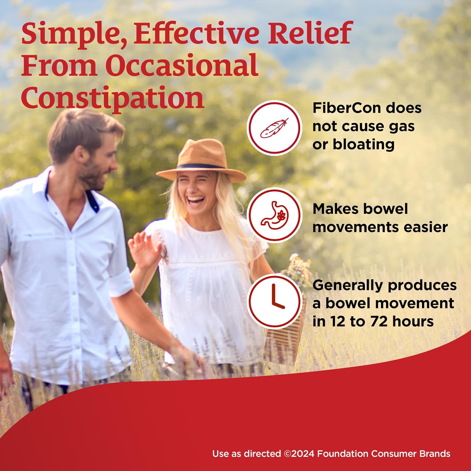 Fibercon Product Title | Works in as little as 12 hours, insoluble fiber for relief of occasional constipation & irregularity, no gas or bloating - Image 2