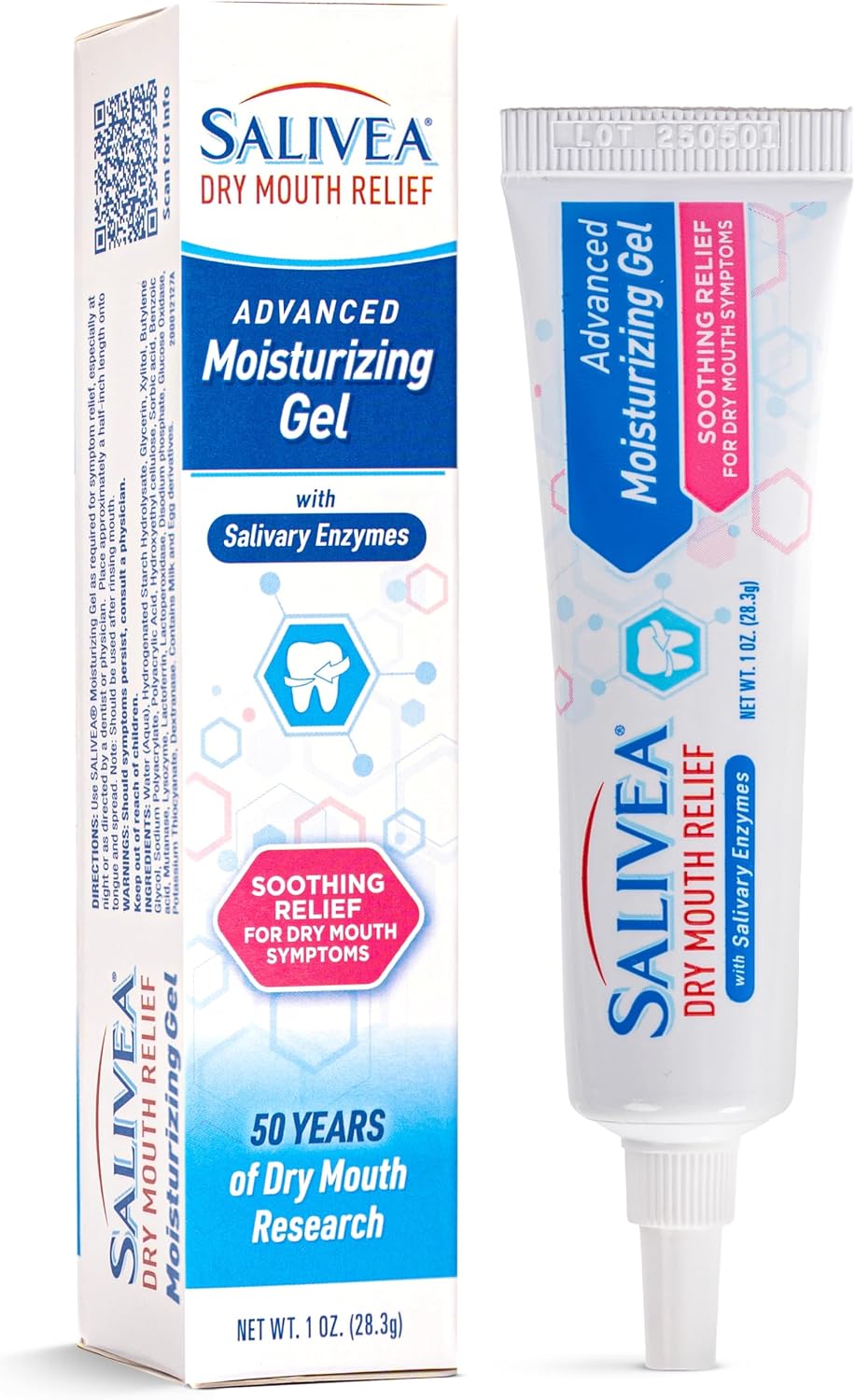 SALIVEA Soothing Dry Mouth Relief Gel Saliva Substitute 1 oz Tube Pack of 1 | Six natural salivary enzymes and advanced hydrating agents, alcohol free non irritating gentle comfort for oral dryness