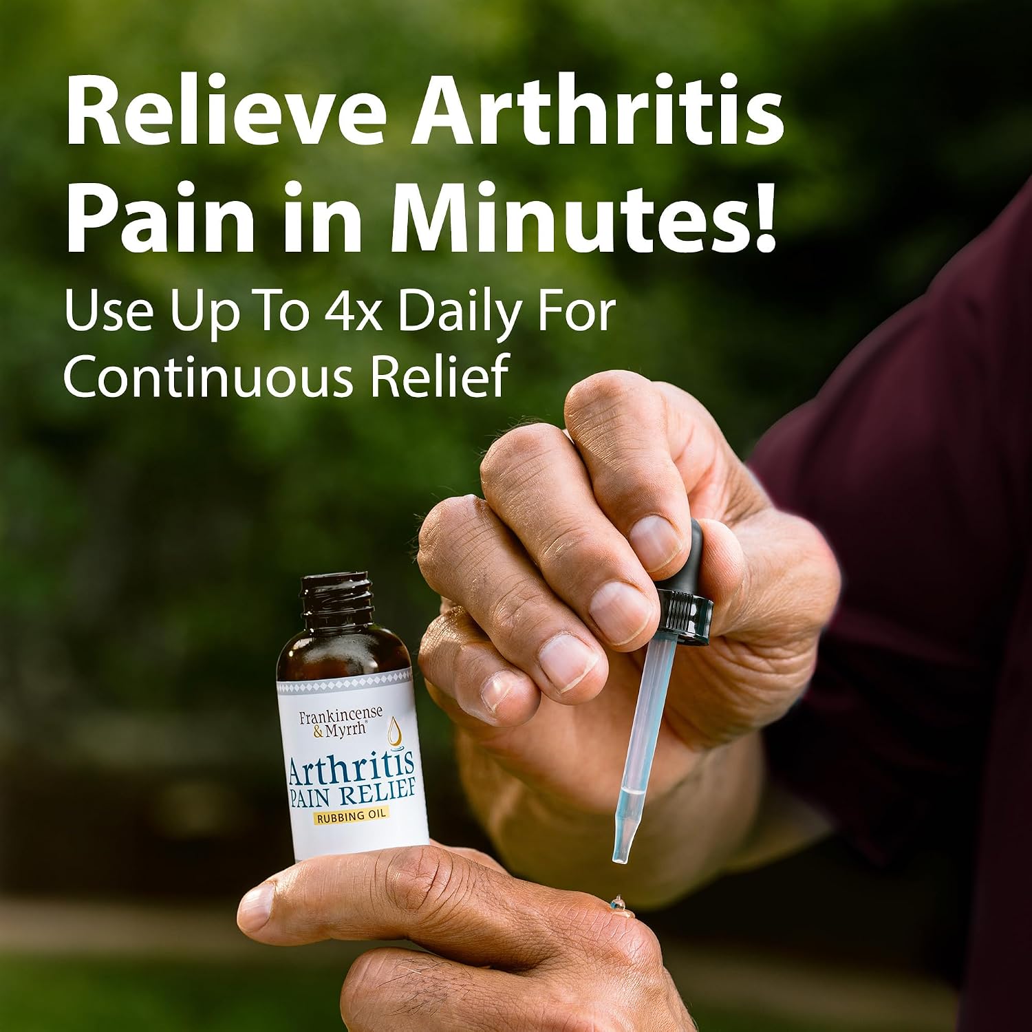 Frankincense & Myrrh Arthritis Pain Relief Rubbing Oil, Dr Recommended 2 oz | Penetrating menthol + 9 essential oils. Ease joint, back, knee, shoulder & muscle pain to reduce inflammation. Fast Relief. - Image 4