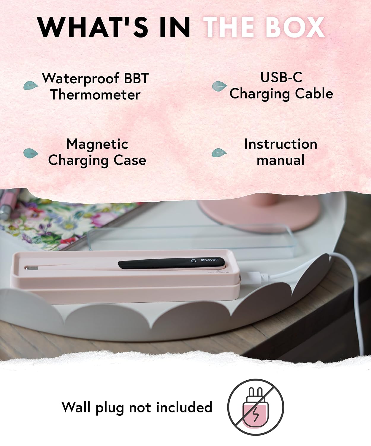 iProven Rechargeable Basal Body Thermometer, 0.01° Precision, Silent Buzz | Accurate 70-Sec Readings, Backlit Display, Last Memory Recall, BBT Thermometer for Natural Ovulation Tracking - Image 9