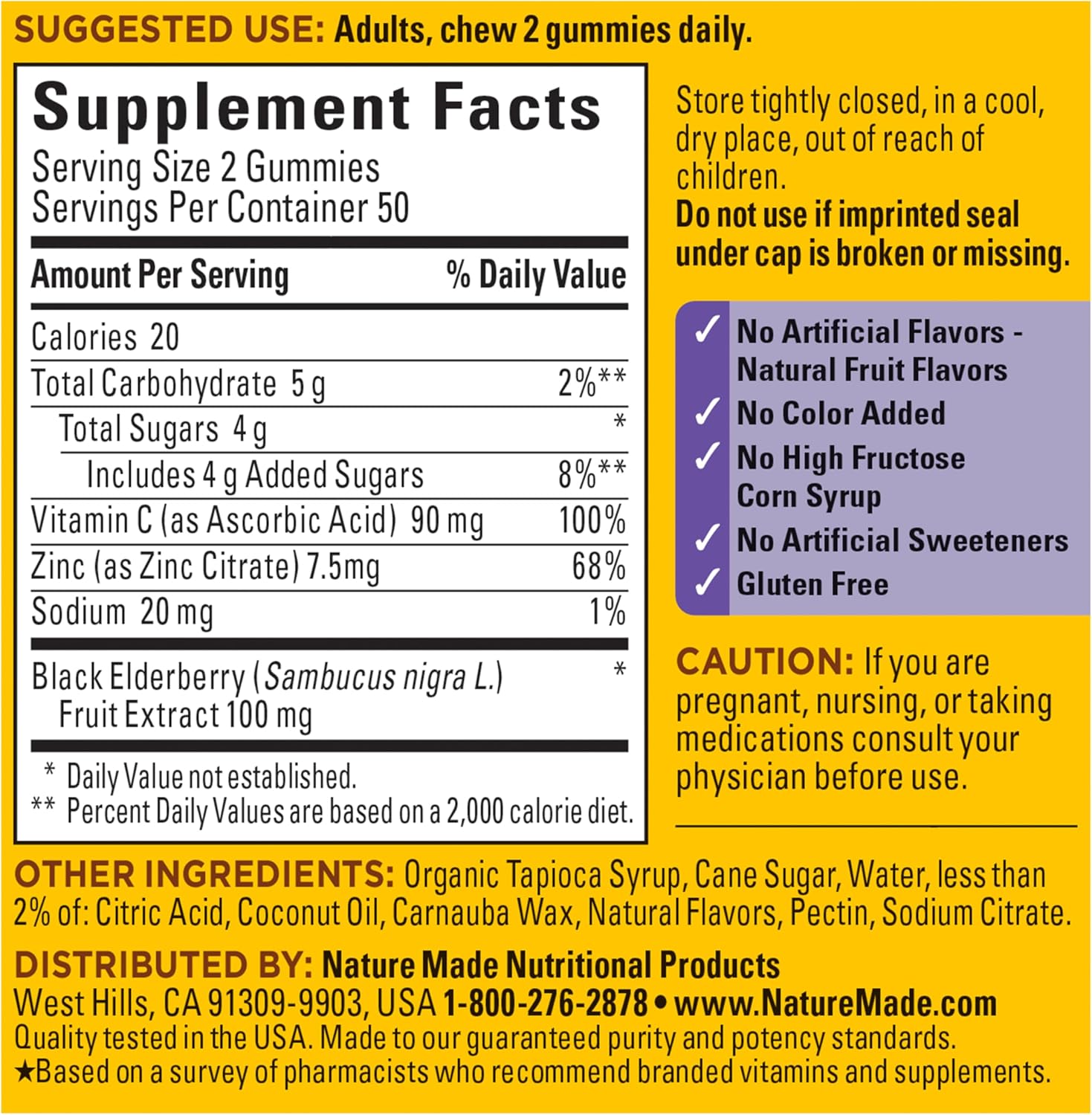 Nature Made Elderberry Gummies with Vitamin C & Zinc, 100 Gummies - Image 7