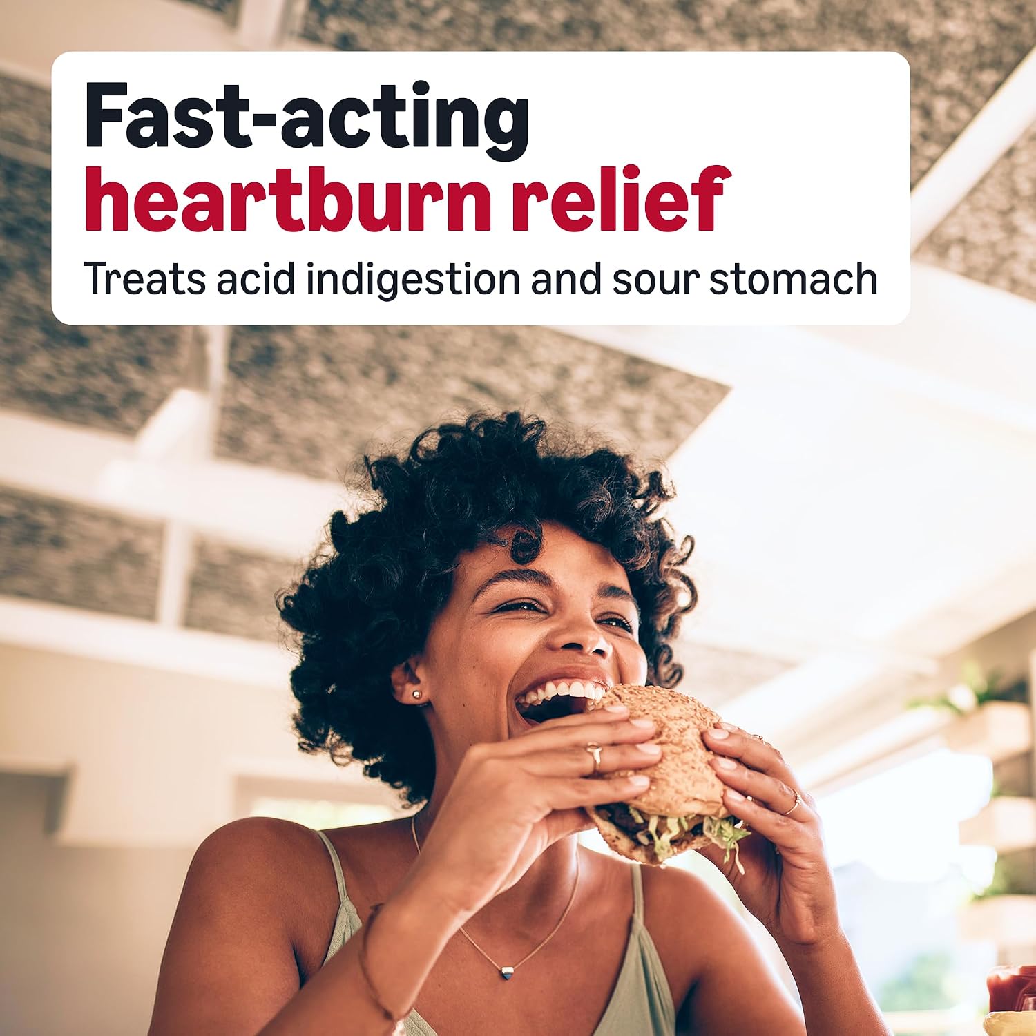 Amazon Basics Dual Action Complete, Chewable Acid Reducer Plus Antacid Tablets, Berry Flavor, Heartburn Medicine, Acid Indigestion Relief, 50 Count (Previously Care) - Image 4