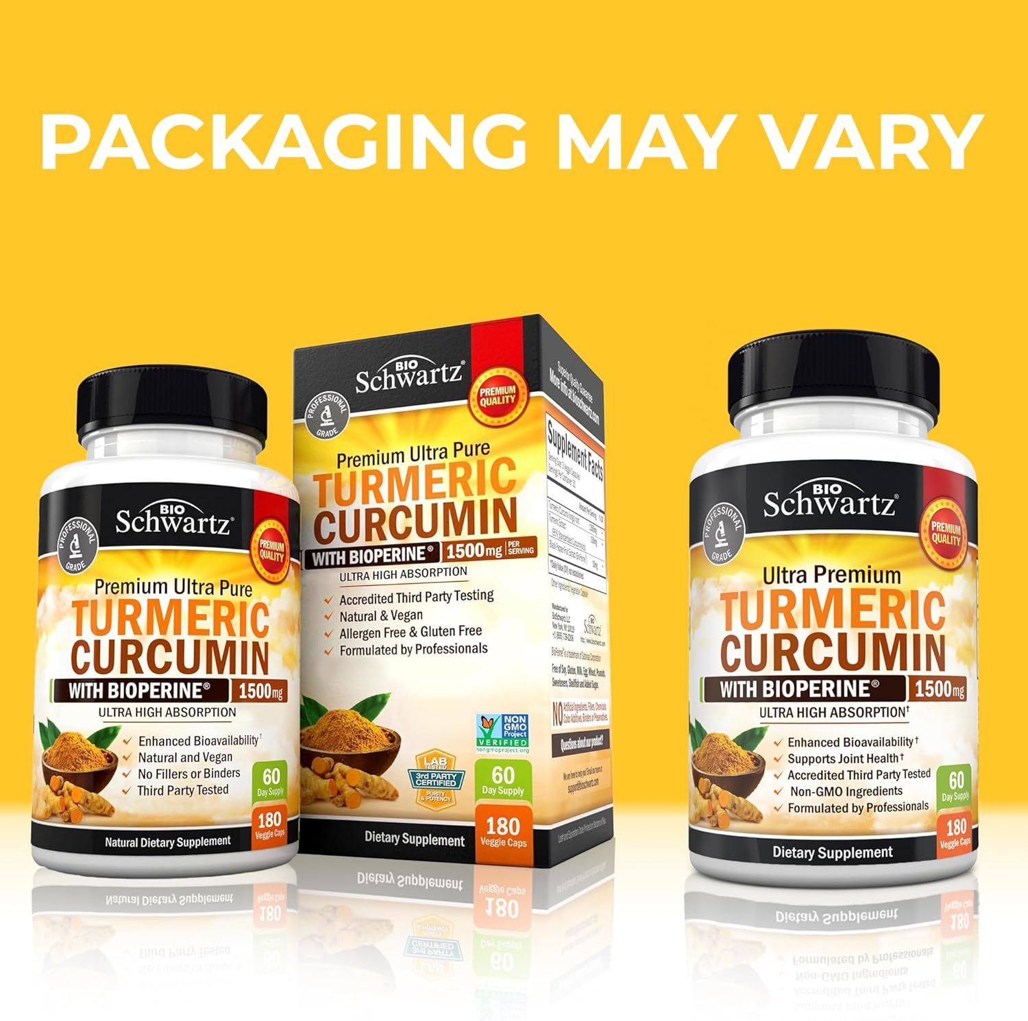 Turmeric Curcumin with Black Pepper Extract 1500mg - 180 Capsules - Image 2