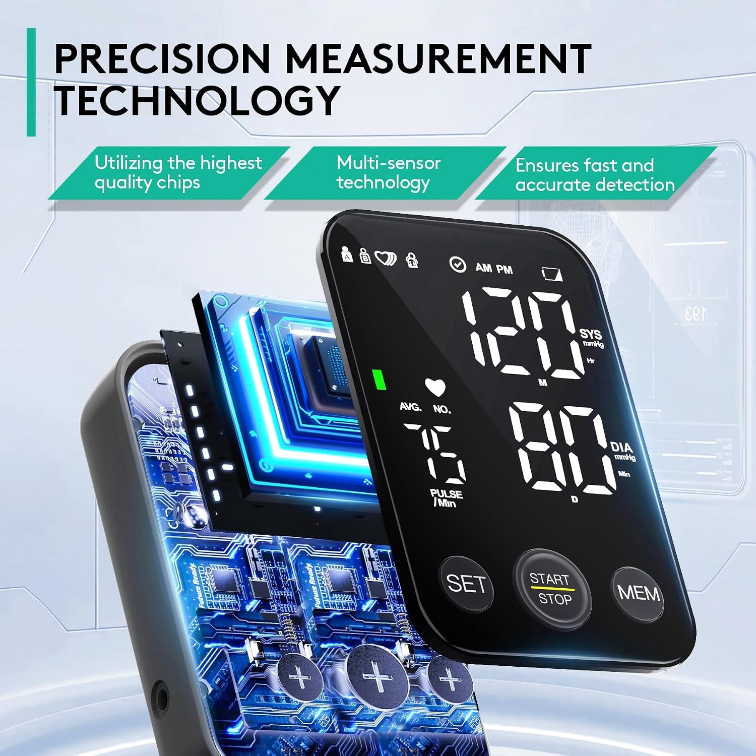 Oklar FDA Cleared Blood Pressure Monitor Upper Arm BP Machine for Home Use | Clinical Accuracy, 2x120 Memory, Large LED Display & 8.7"-15.7" Adjustable Cuff, Dual Power for Home & Travel, Black - Image 2