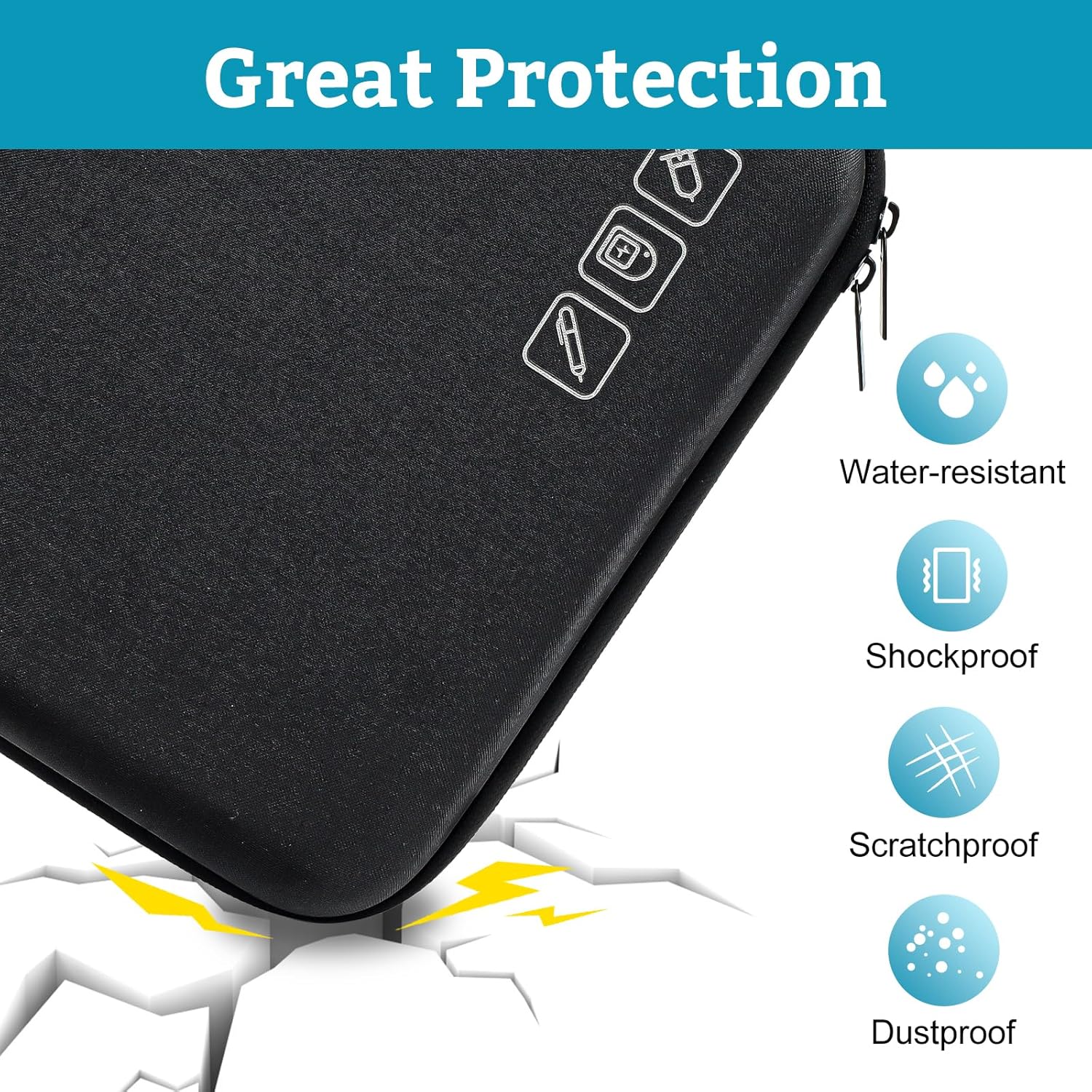 ProCase Diabetes Travel Case for Diabetic Supplies -Black | Hard Storage Bag for Glucose Meter, Insulin Pen, Test Strips, Syringes, Needles & More; Organizer for Diabetic Care Kits - Image 7
