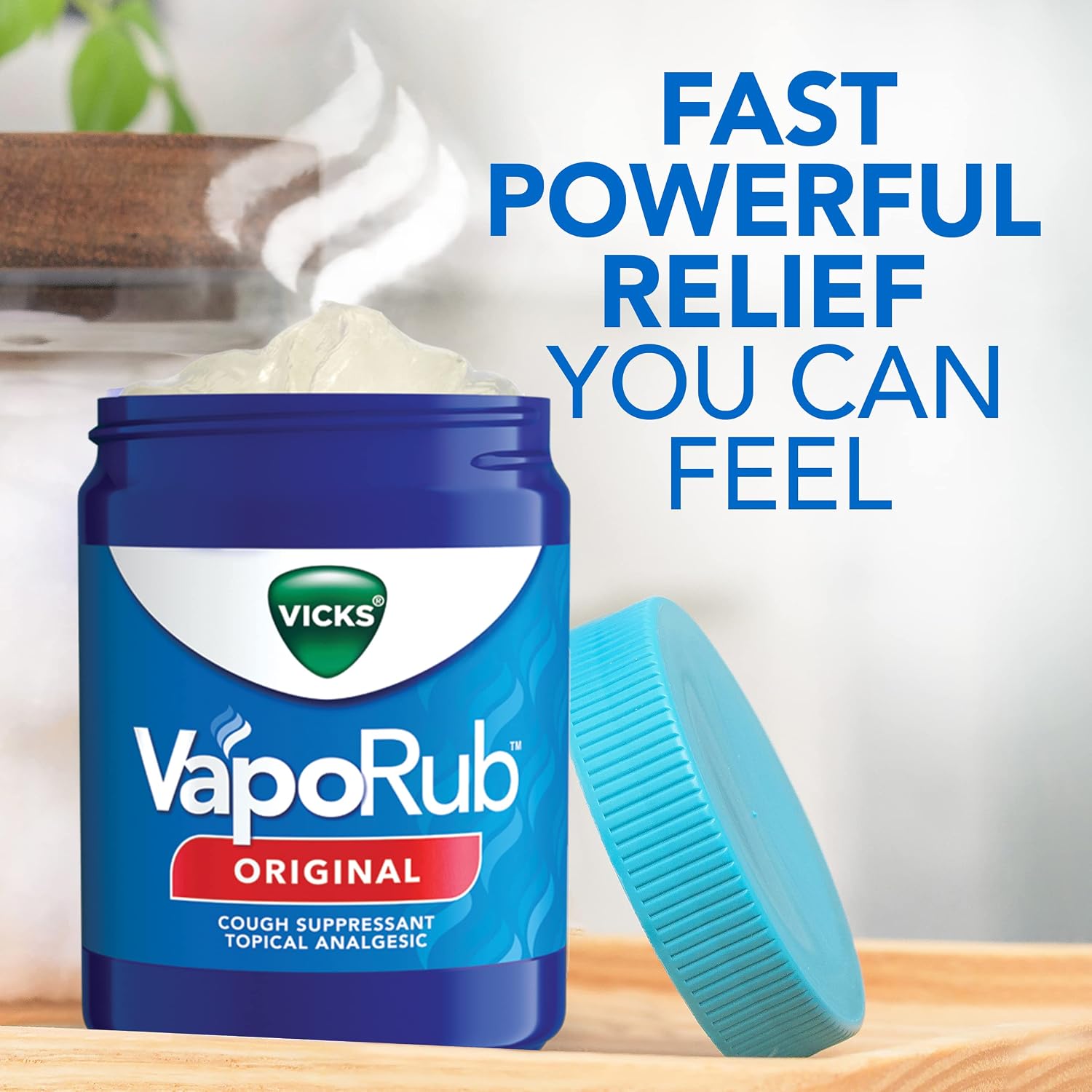 Vicks VapoRub, Original, Cough Suppressant, Topical Chest Rub & Analgesic Ointment, Medicated Vicks Vapors, Relief from Cough Due to Cold, Aches & Pains, 1.76oz each (pack of 3) - Image 6