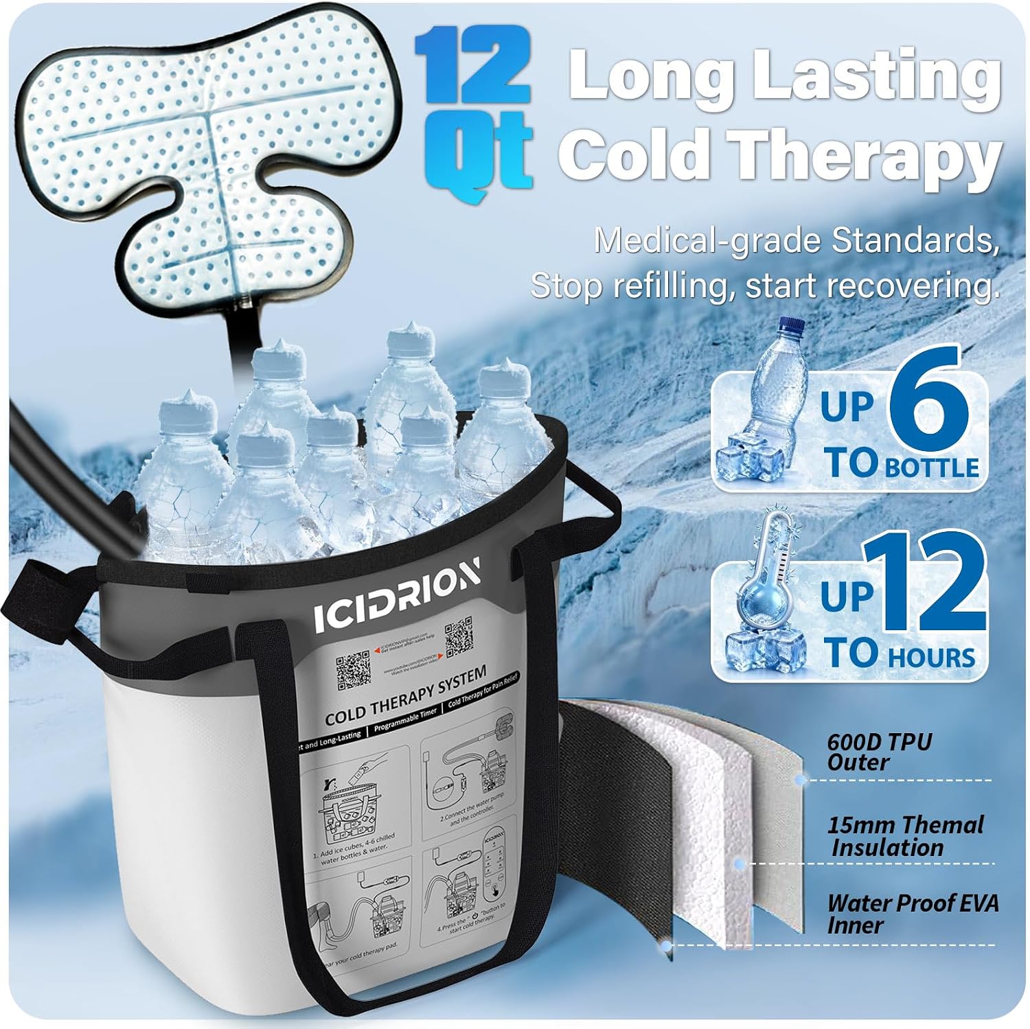 Ice Machine for Shoulder After Surgery, Programmable & Portable | FSA-HSA: Cold Therapy Machine for Shoulder Pain Relief, Quiet Cryotherapy System for RCR/rTSA, Sports Training & Home Use - Image 4