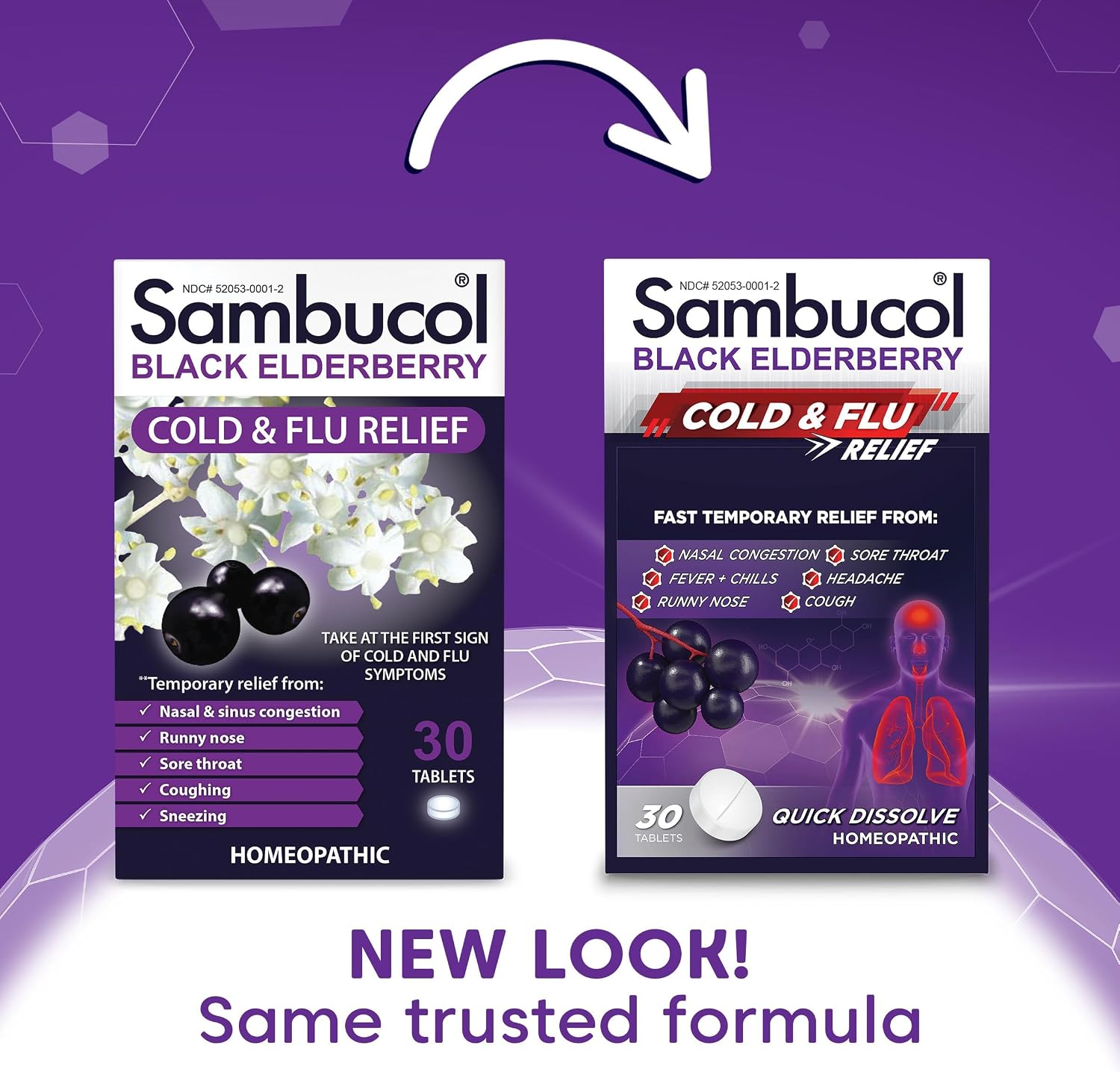 Sambucol Cold and Flu Relief Tablets - Quick-Dissolving - 30 Count | Homeopathic Black Elderberry Cold Medicine, Drowsy Free Remedy for Adults with Zinc, Flu Tablets for Men & Women - Image 2