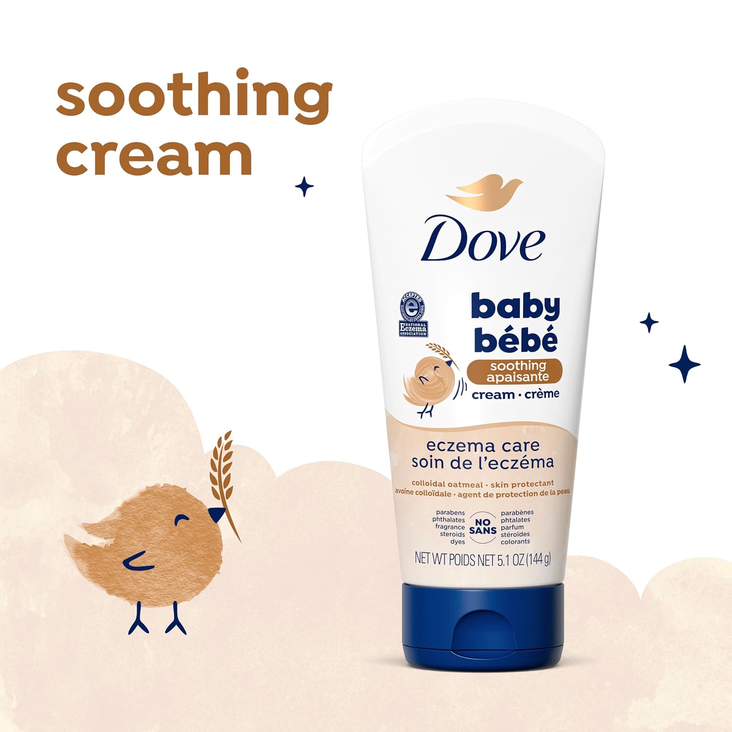 Dove Soothing Cream Eczema Care To Soothe Delicate Baby Skin No Artificial Perfume or Color, Paraben Free, Phthalate Free 5.1 oz - Image 6