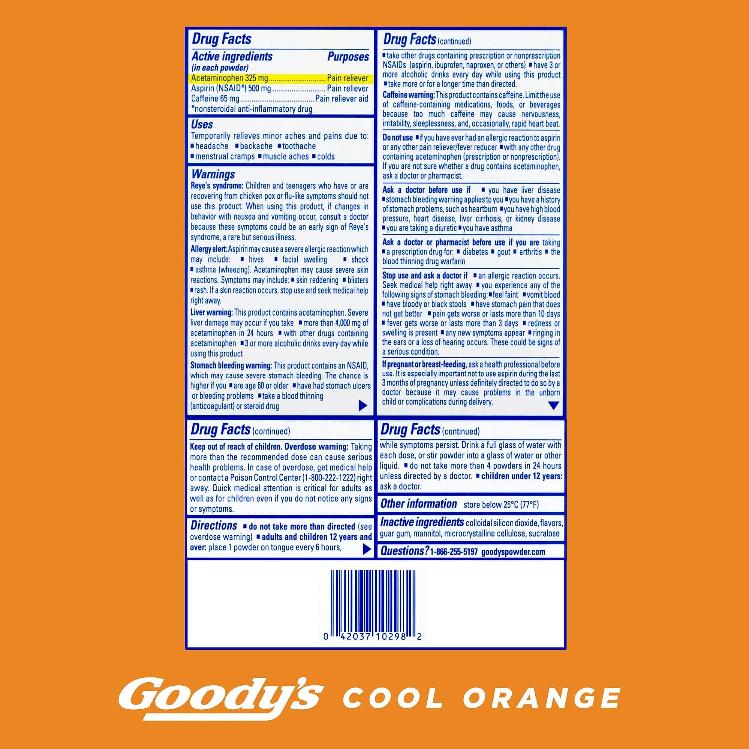 Goody's Triple Action Pain Relief, Cool Orange Powder, 24 Count, Pack of 2 | Goodys Headache Powder, With Acetaminophen, Aspirin & Caffeine, Fast & Effective Headache Relief for Adults, Dissolve Packs - Image 7