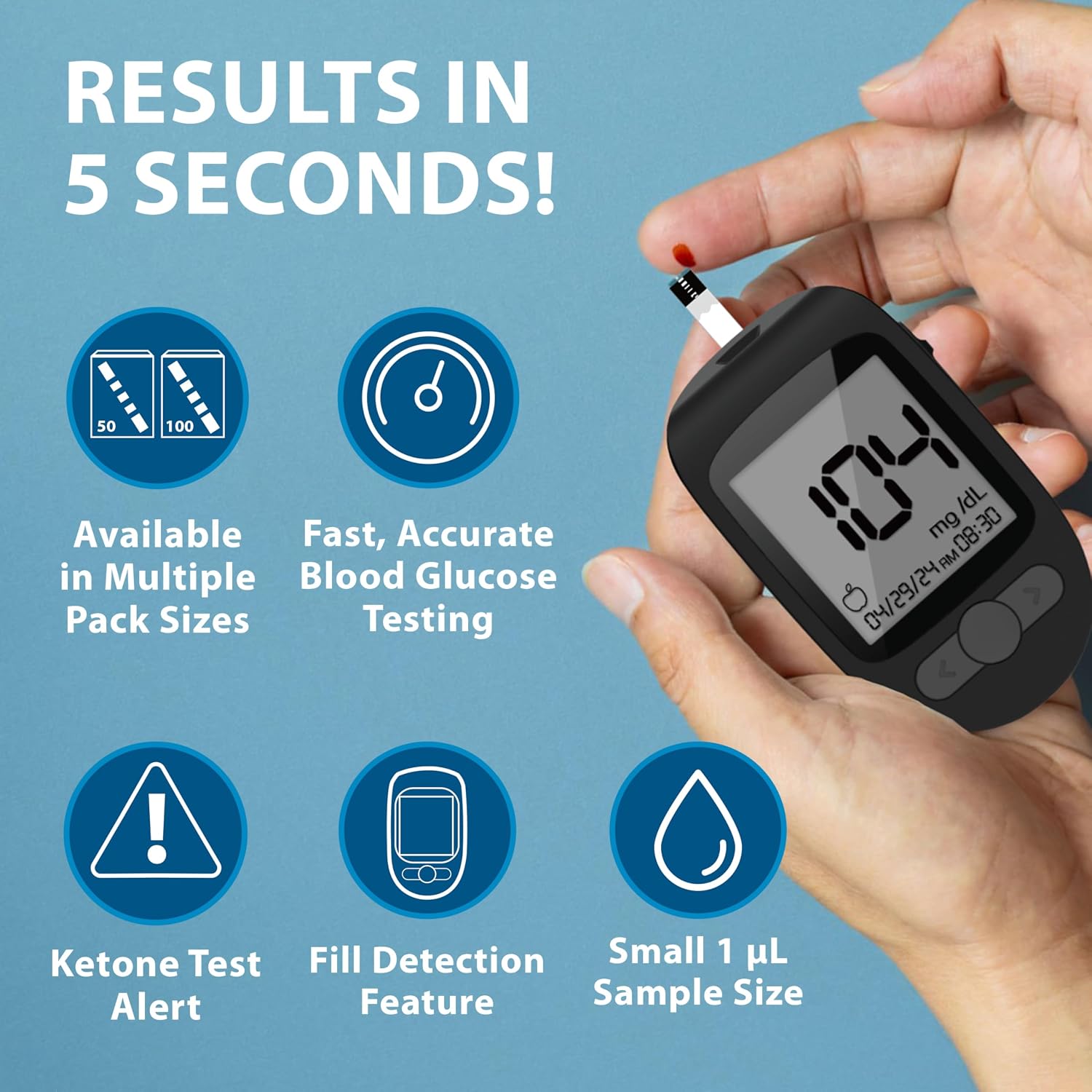 TRUENESS Blood Glucose Test Strips, 50 Count | Blood Glucose Test Strips Compatible with TRUENESS Family of Self Monitoring Blood Glucose Meters, Fast 5 Second Results - Image 6