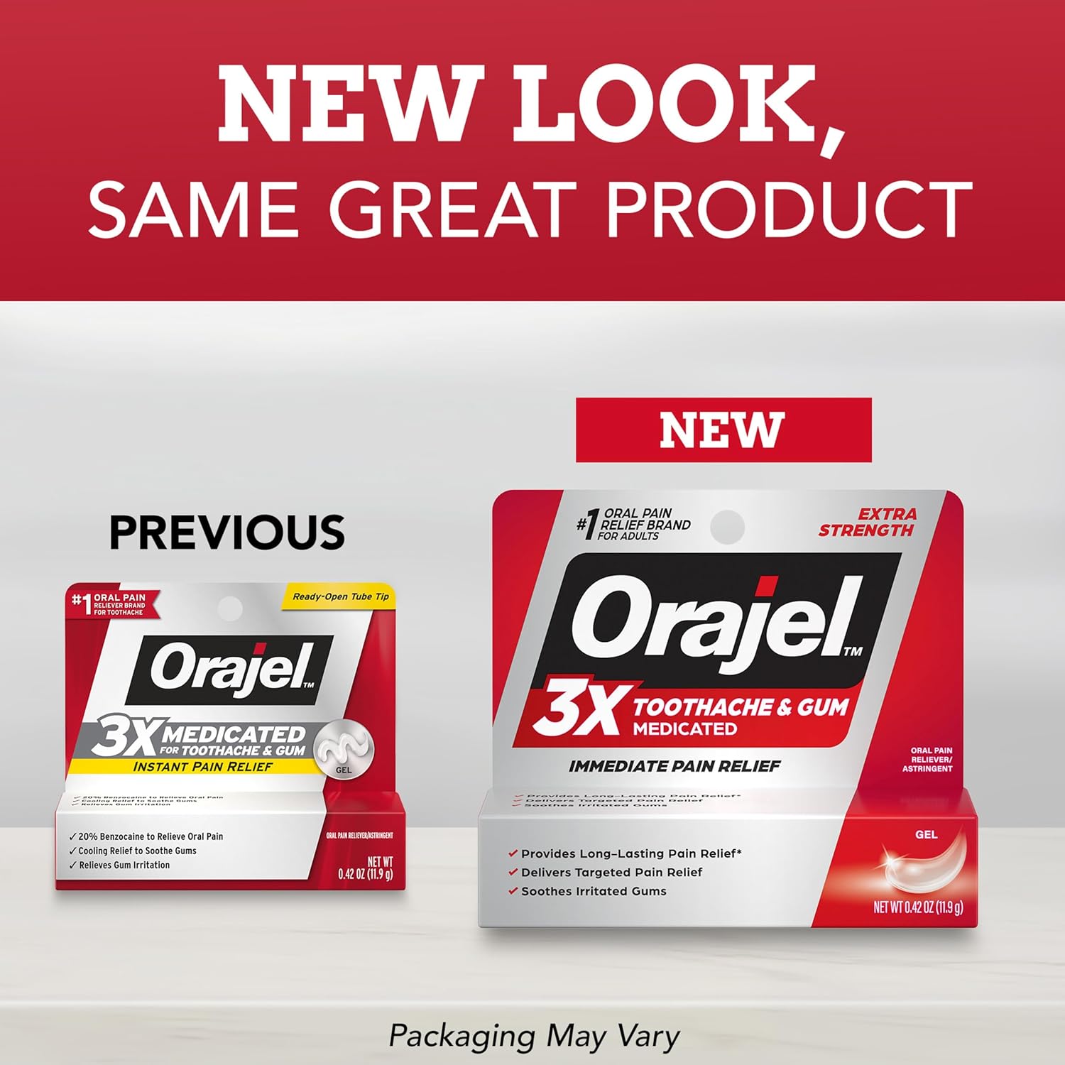 Orajel 3X Toothache and Gum Pain Medicated Pain Relief Gel, 0.42 Oz | Immediate Pain Relief, Extra Strength, Long-Lasting, Soothes Irrritated Gums, #1 Oral Pain Relief Brand - Image 2
