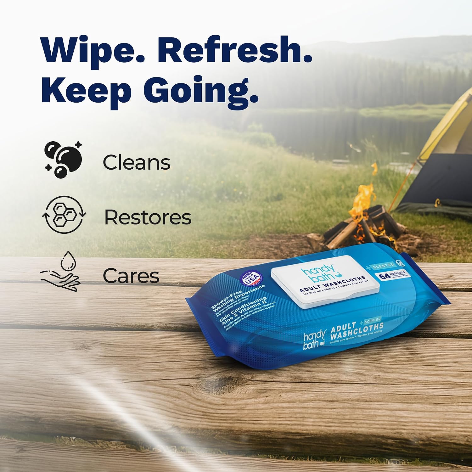 Adult Washcloth Wipes, Unscented - 64 Count (Pack of 1) | Extra Large Rinse-Free Wipes, Soft & Gentle For Sensitive Skin, Senior Care, Post-Surgery & Travel Hygiene - On-The-Go Ready - Image 5