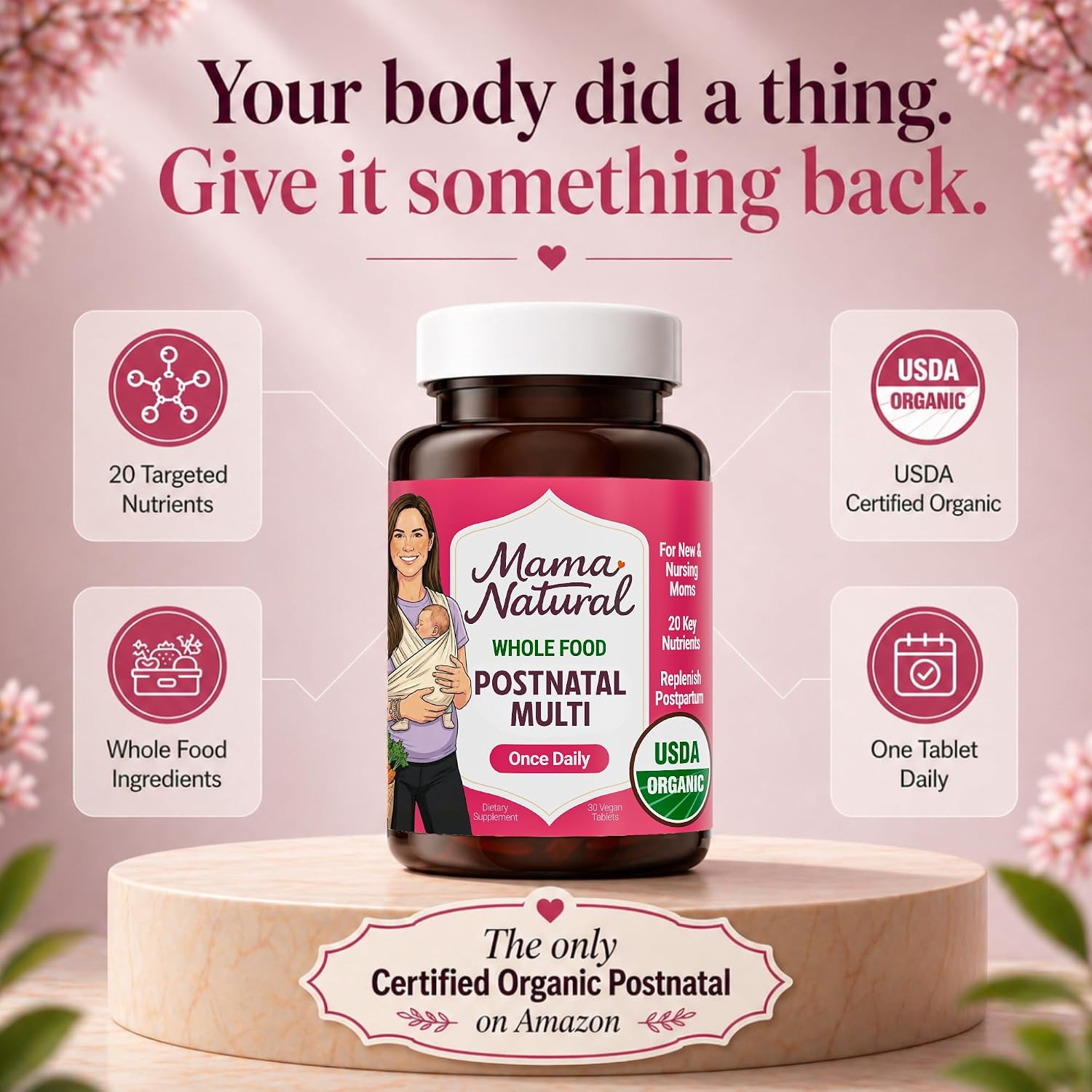 Mama Natural Organic Postnatal Vitamins for Women | One A Day Whole Food Postnatal Multivitamin for Breastfeeding & Postpartum Support | Non-GMO with Iron, Iodine & Moringa | 30 Servings - Image 5