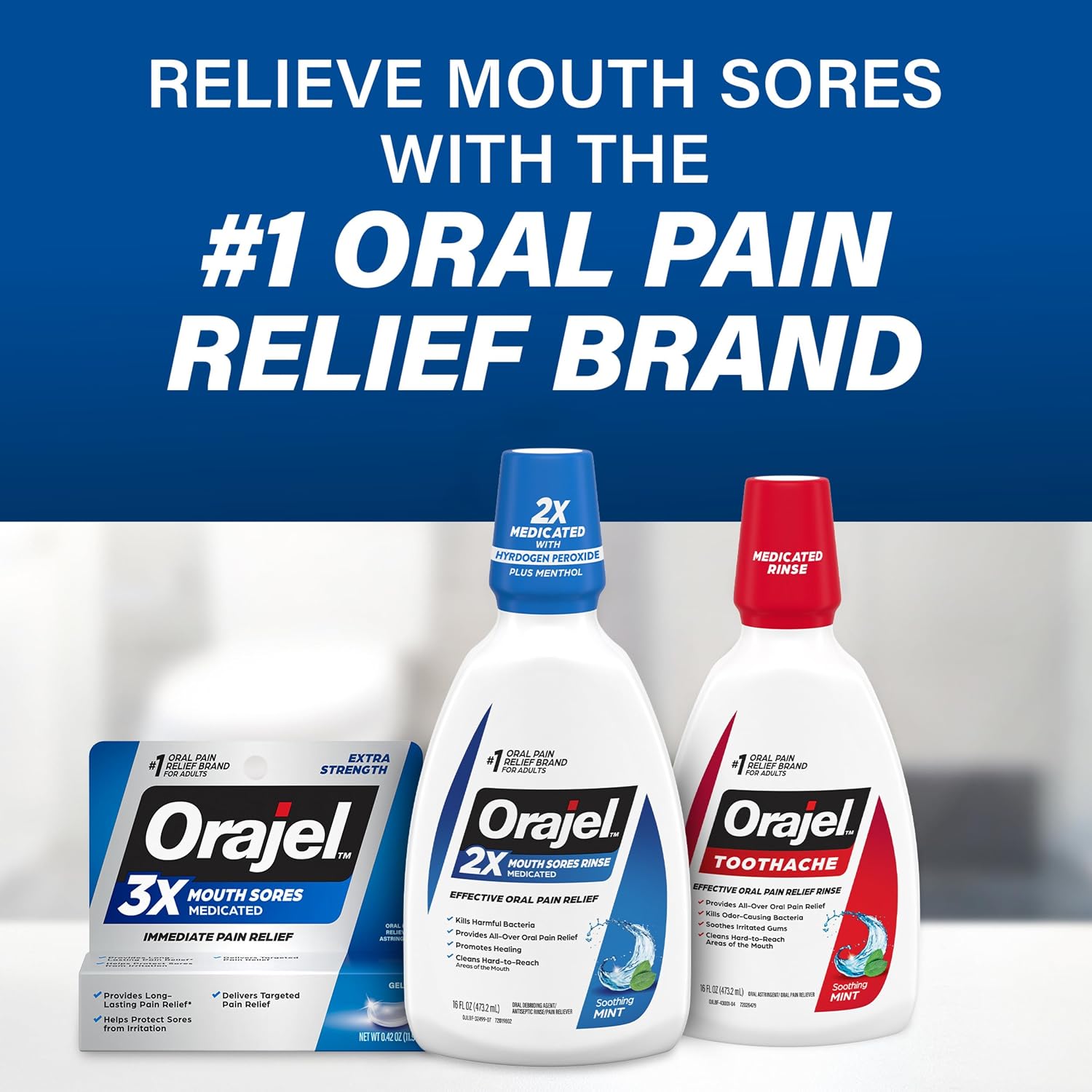 Orajel 3X Mouth Sores Medicated Pain Relief Gel, Extra Strength, 0.42 Oz | Immediate Pain Relief, Long-Lasting, Protects Mouth Sores from Irritation, #1 Oral Pain Relief Brand - Image 7