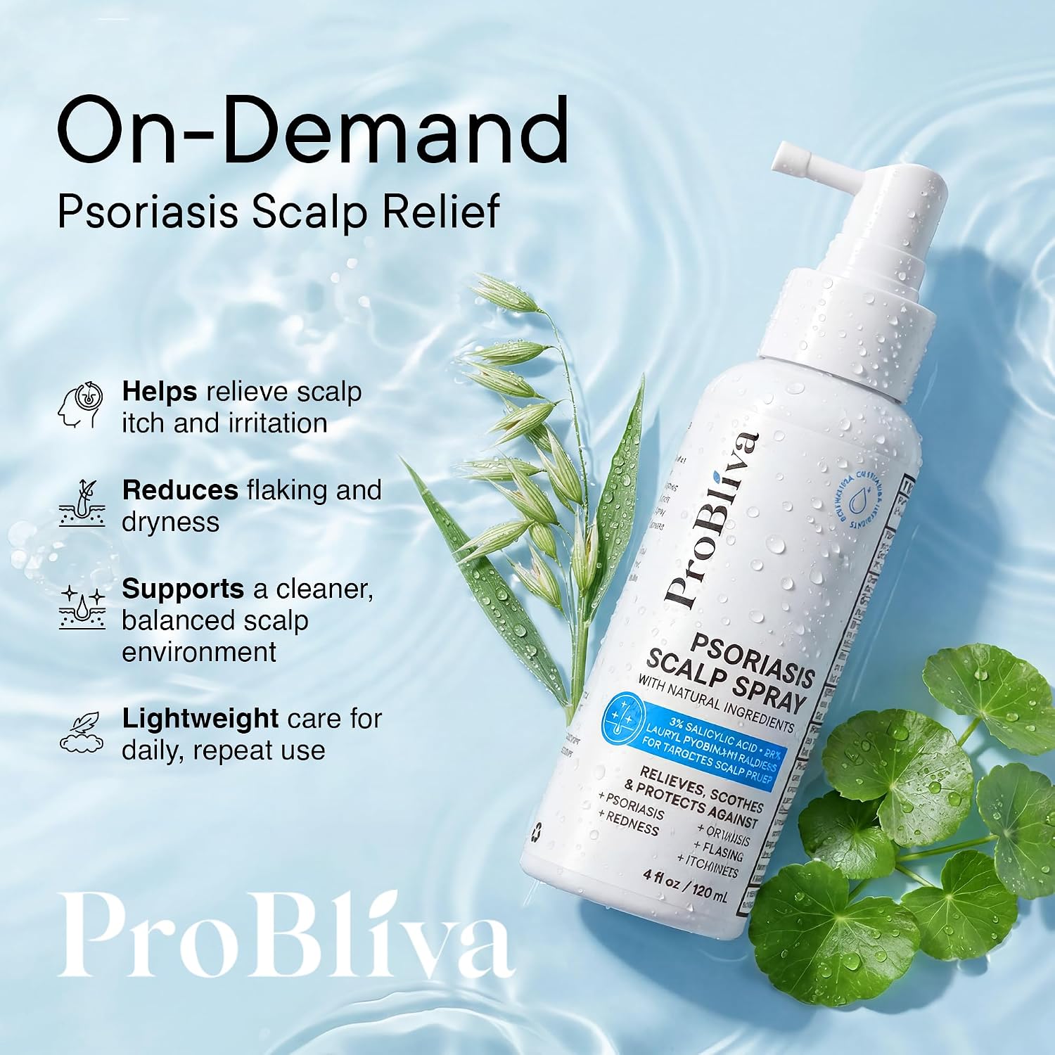 ProBliva Skin & Scalp Care Duo – Tea Tree Body Wash + Psoriasis Scalp Spray, Daily Cleanse & On-Demand Scalp Comfort for Itch, Flakes, Dryness, Odor & Buildup - Image 3